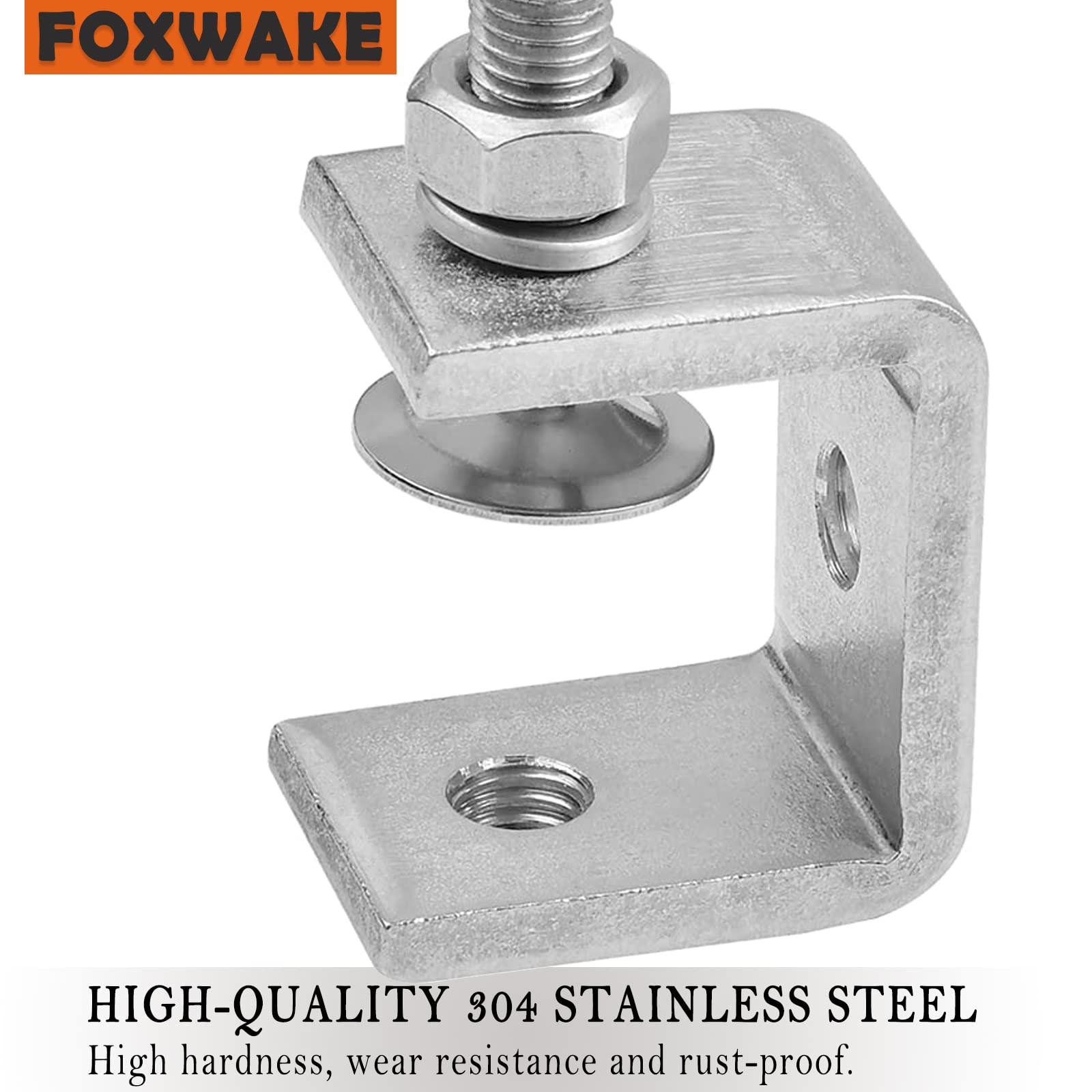 Heavy Duty 1 Inch Stainless Steel C Clamps - 6 Pack Small Metal U Clamps for Mounting & Metal Working with Wide Jaw Opening, Protective Pads & I-Beam Design - Perfect for DIY Projects, Woodworking, and Home Workshop Use