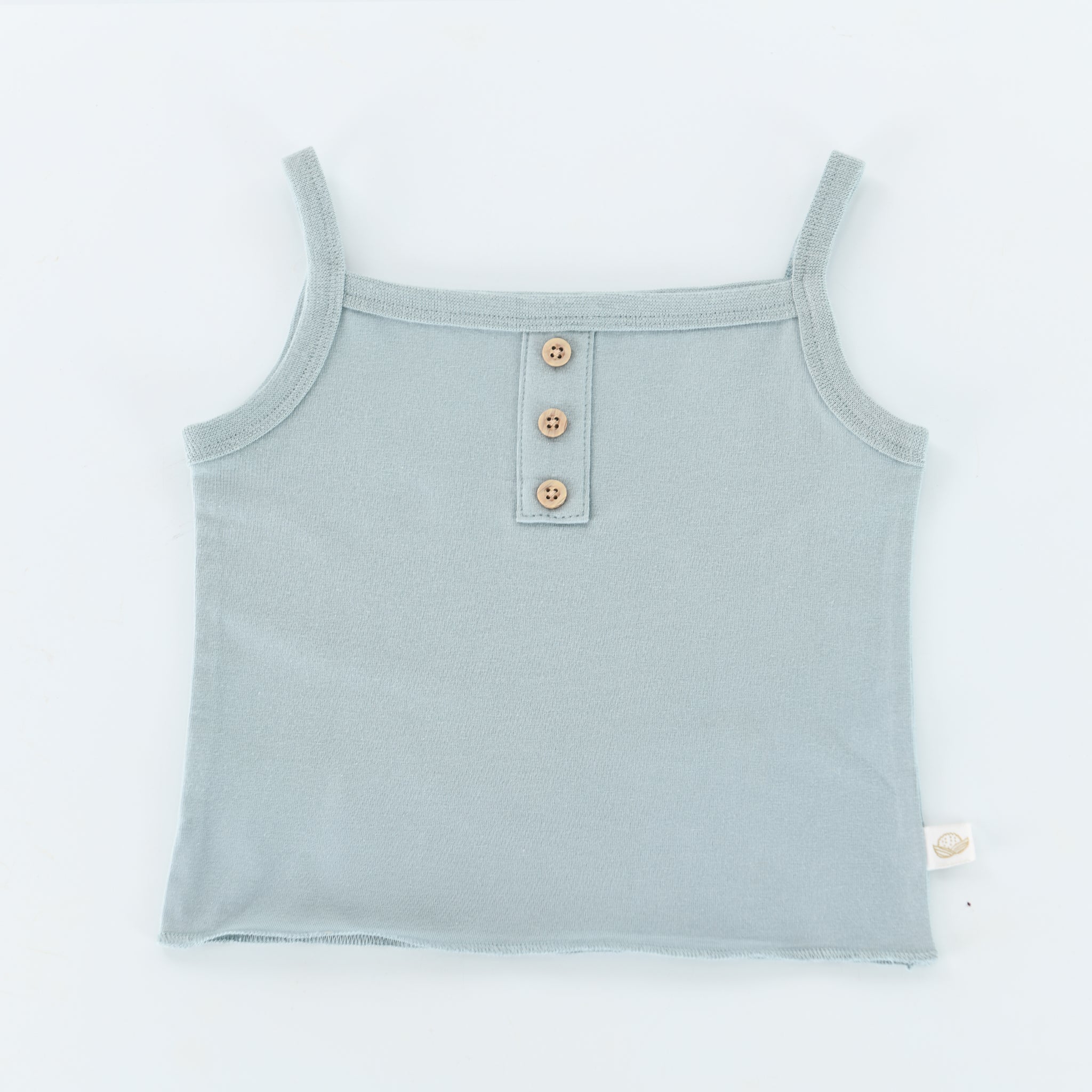 Organic Button Tank Top - Bay Blue | Women's Casual Summer T-Shirt for Beach & Everyday Wear