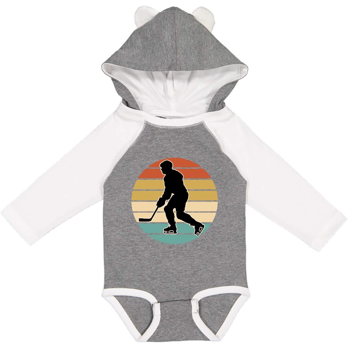 Inktastic Hockey Player Retro Sunset Long Sleeve Creeper - Vintage Hockey Jersey for Men & Women - Perfect for Hockey Games, Sports Events & Casual Wear