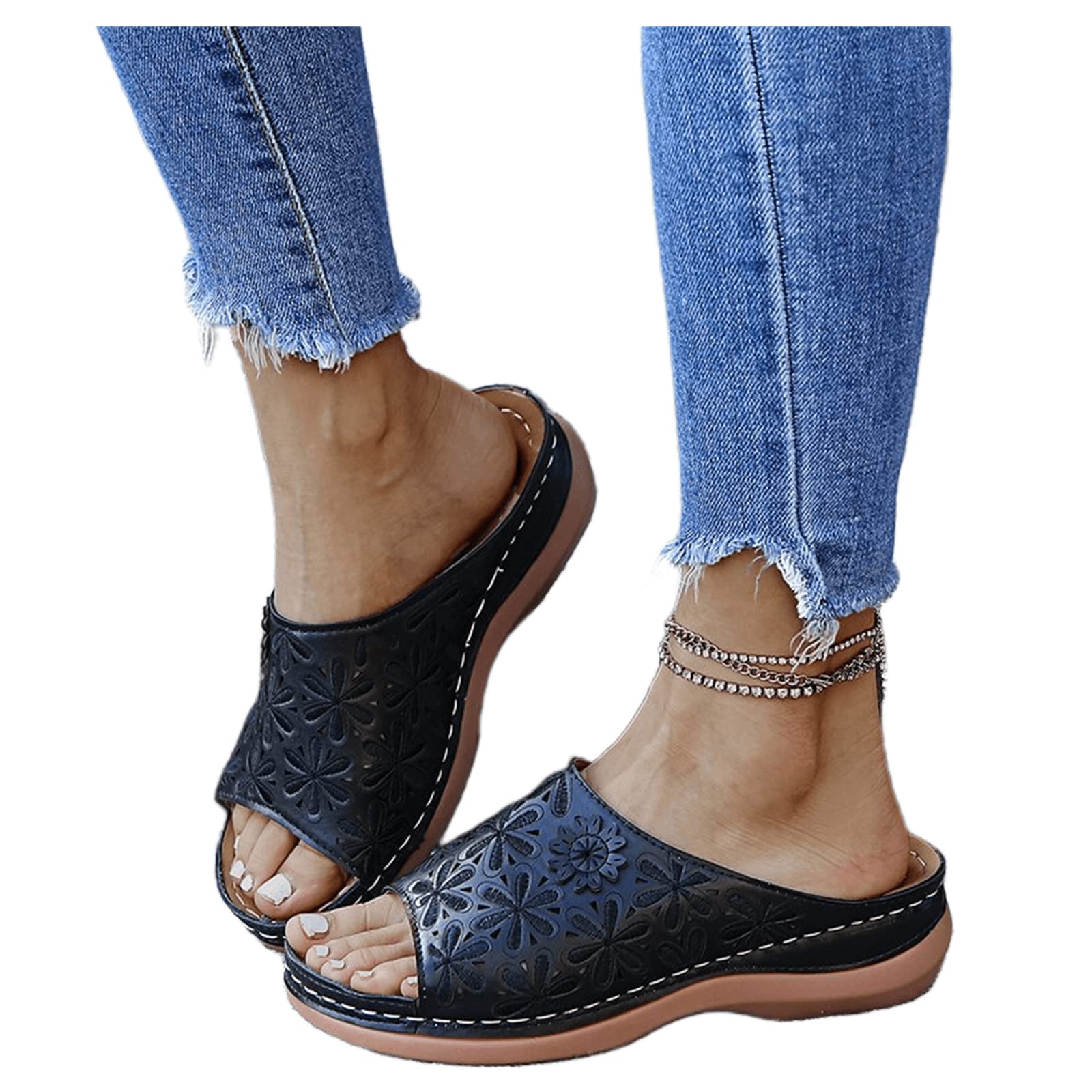 Lausiuoe Women's Summer Sandals - Clip Toe Flat Thong Flip Flops for Beach, Casual & Dressy Outfits | Comfortable & Cute Sandals for Walking, Travel & Vacation