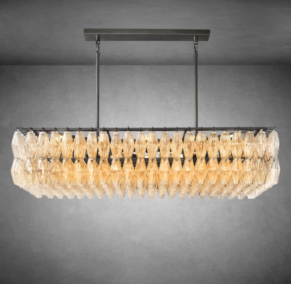 Modern Clear Glass Rectangular Chandelier - 54