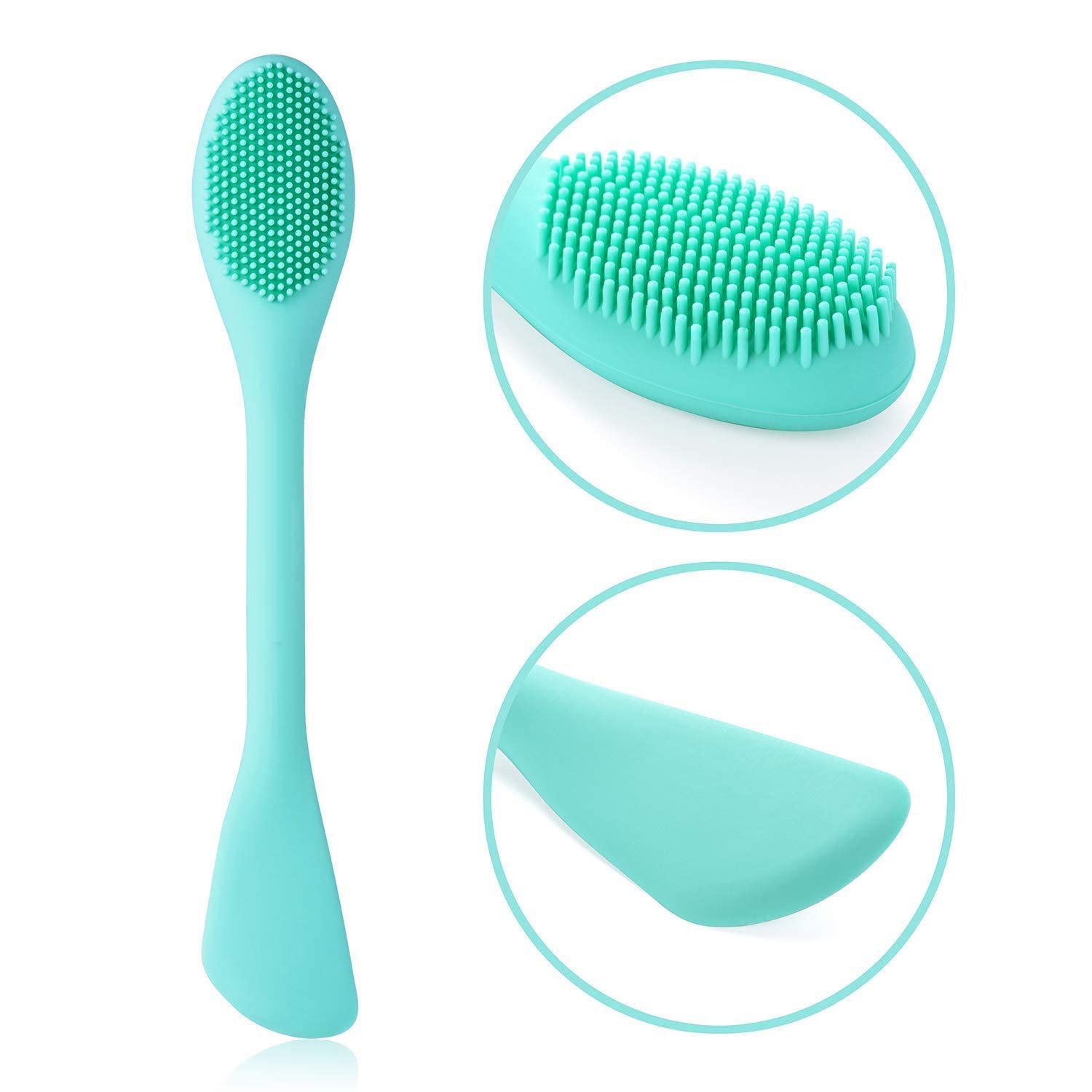 Premium Silicone Dual-Ended Face Mask Brush - Soft Facial Cleansing Scrubber & Lip Brush for Mud, Clay, Charcoal Masks | DIY Cream & Lotion Applicator Tool (Color May Vary) | Perfect for Spa Days & At-Home Skincare Routines