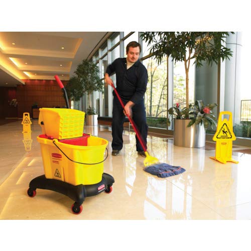 Rubbermaid Commercial Premium 16-Ounce Cut-End Blend Mop - Fast Drying Strands, Orange Headband, Blue - Heavy Duty Wet Floor Mop for Office, School, Stadium, Bathroom Cleaning - Ideal for High-Traffic Areas, Spill Cleanup, and Deep Scrubbing