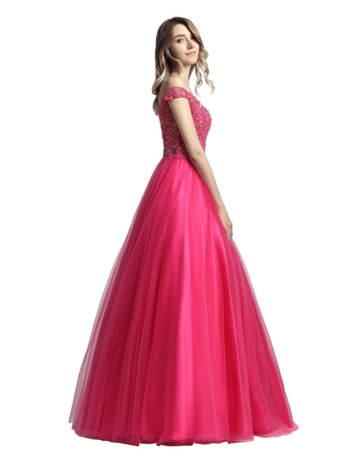 Sarahbridal Women's Long Beaded Pearl Prom Evening Dresses 2022 - Elegant Wedding Party Ball Gowns for Homecoming, Quinceañera & Formal Events