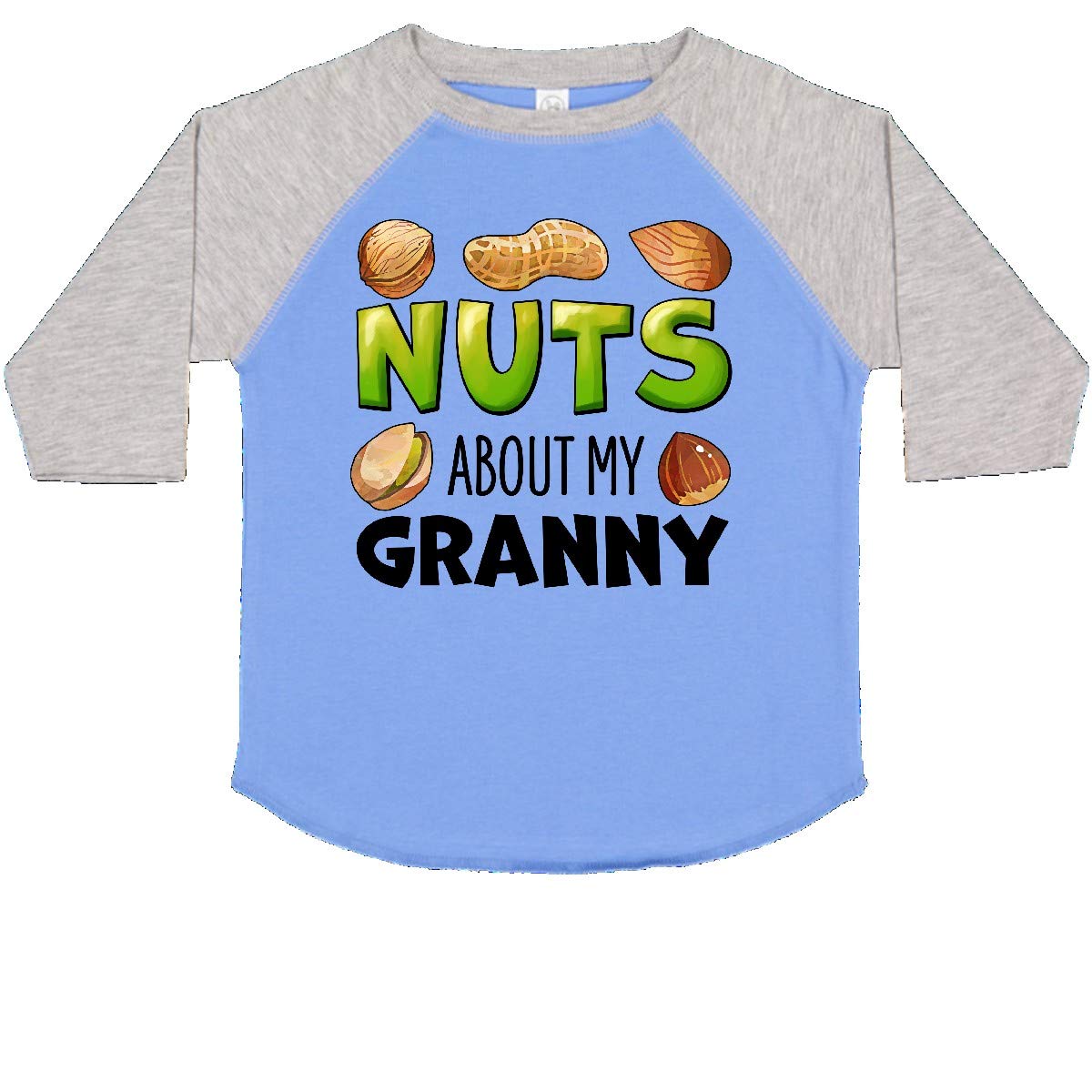 Best Nuts About My Granny Toddler T-Shirt - Cute Peanut, Almond & Pistachio Print Kids Tee for Grandparents Day & Family Reunions