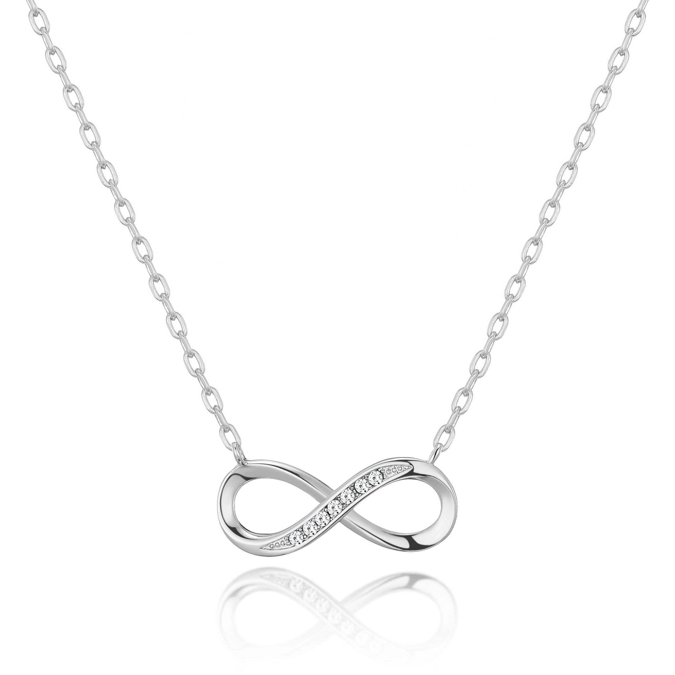 Silver Plated Infinity Pendant Necklace with Zirconia Crystals - Perfect for Gifts & Special Occasions