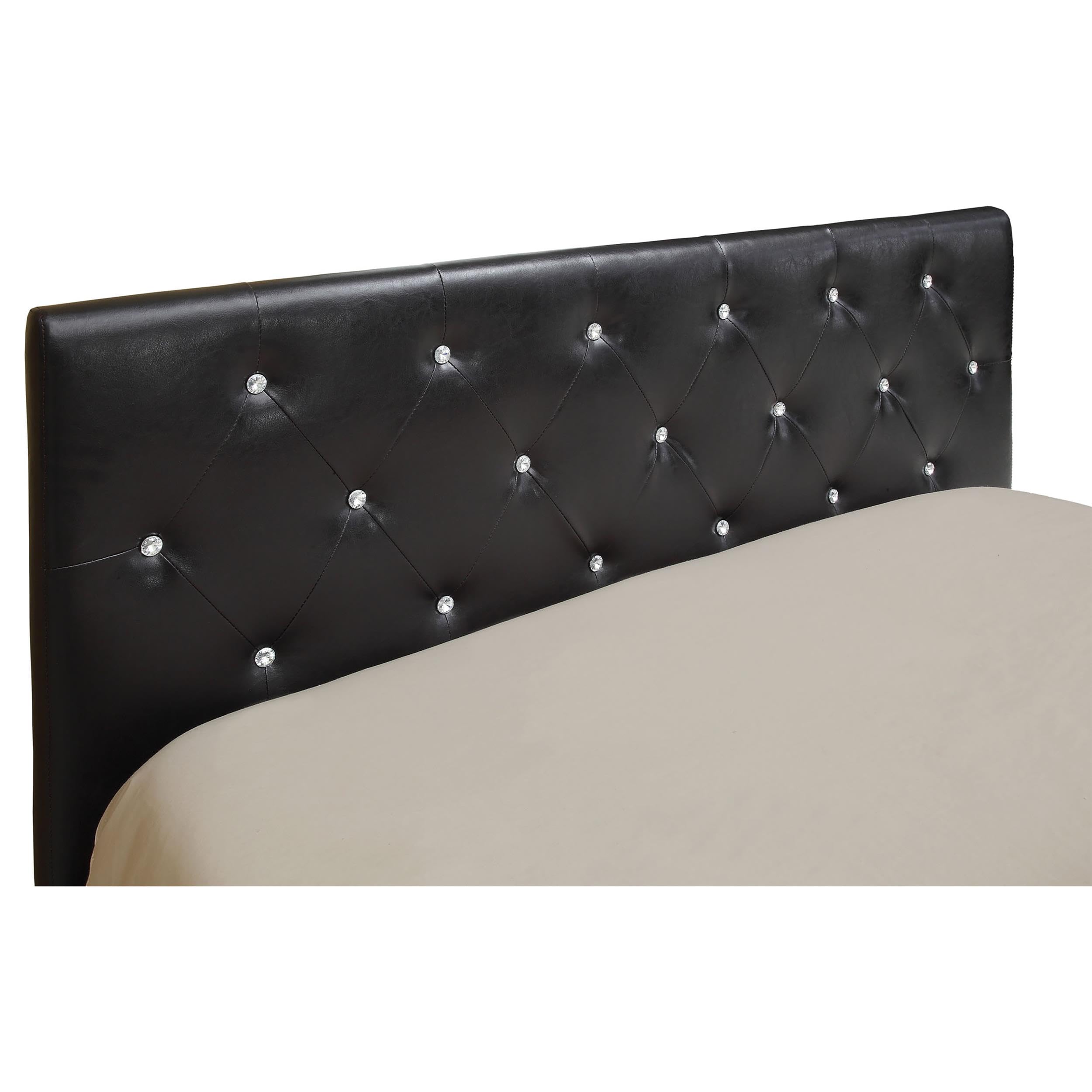 Furniture of America Kylen Black Faux Leather Full Platform Bed Frame - Modern Bedroom Furniture for Small Spaces & Guest Rooms