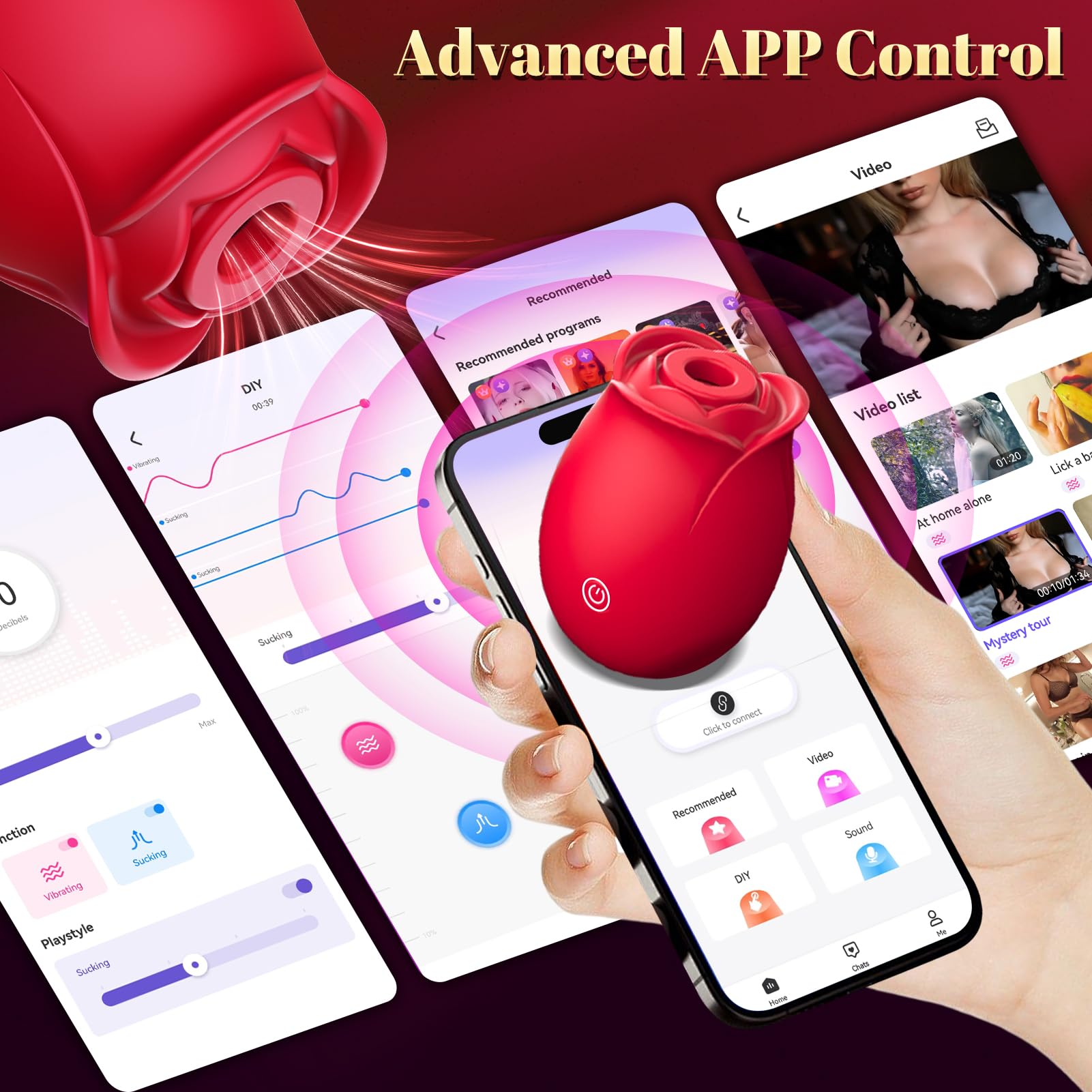 Premium Rose Sex Toy for Women - APP Controlled Vibrator with 9 Suction & 9 Vibration Modes, G-Spot Stimulator for Couples | Perfect for Romantic Nights, Solo Play & Spicing Up Relationships