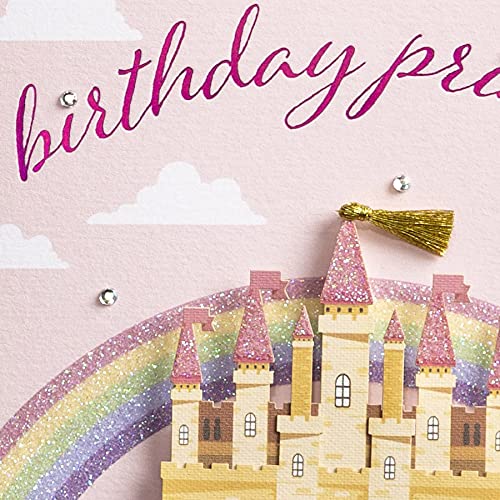Princess Birthday Cake Card - Elegant Greeting Card for Girls' Birthday Parties, Baby Showers & Special Celebrations