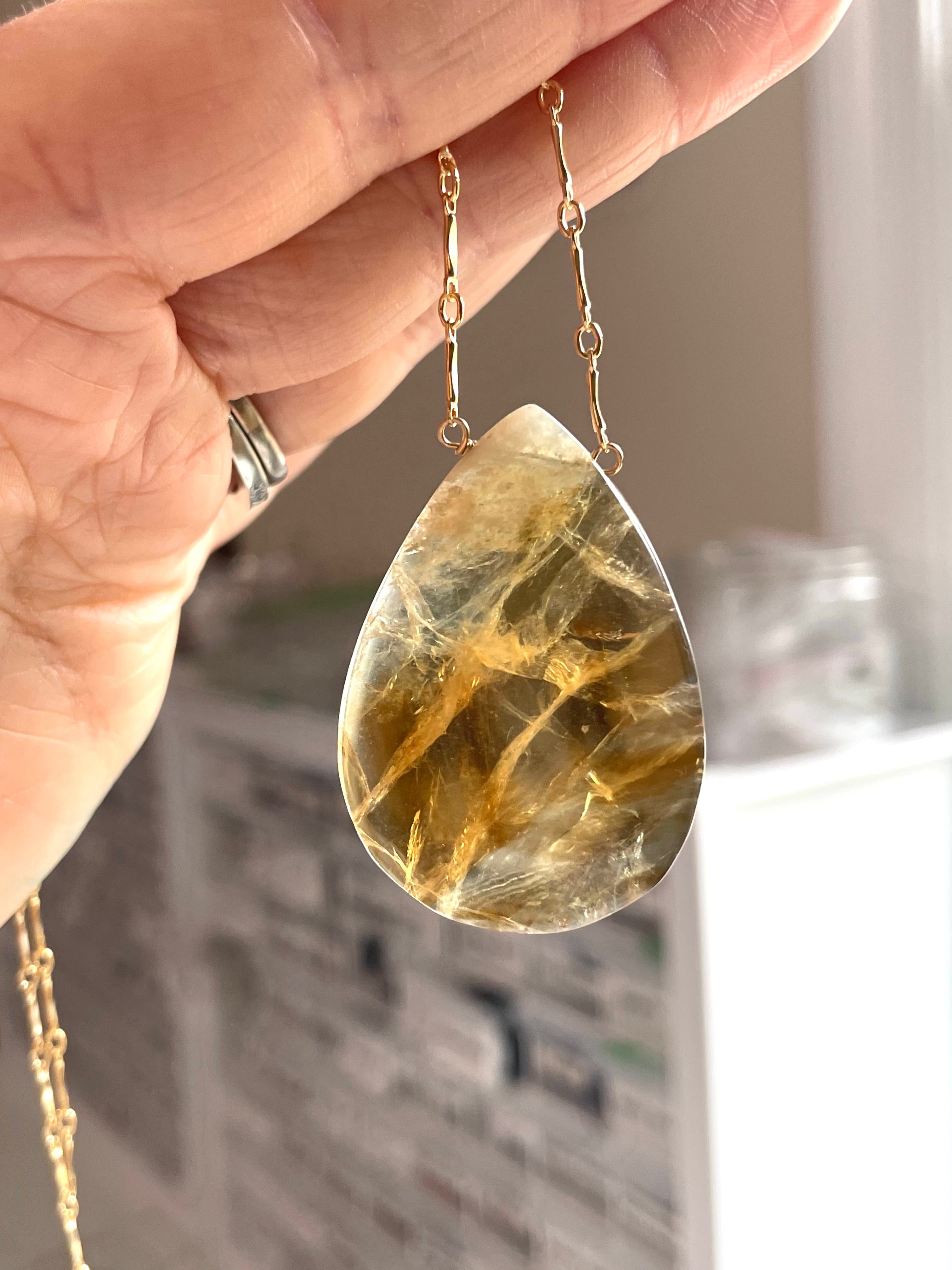 14K Gold Filled Chunky Genuine Yellow Citrine Necklace | Elegant Statement Jewelry for Women | Perfect for Parties, Weddings & Everyday Wear
