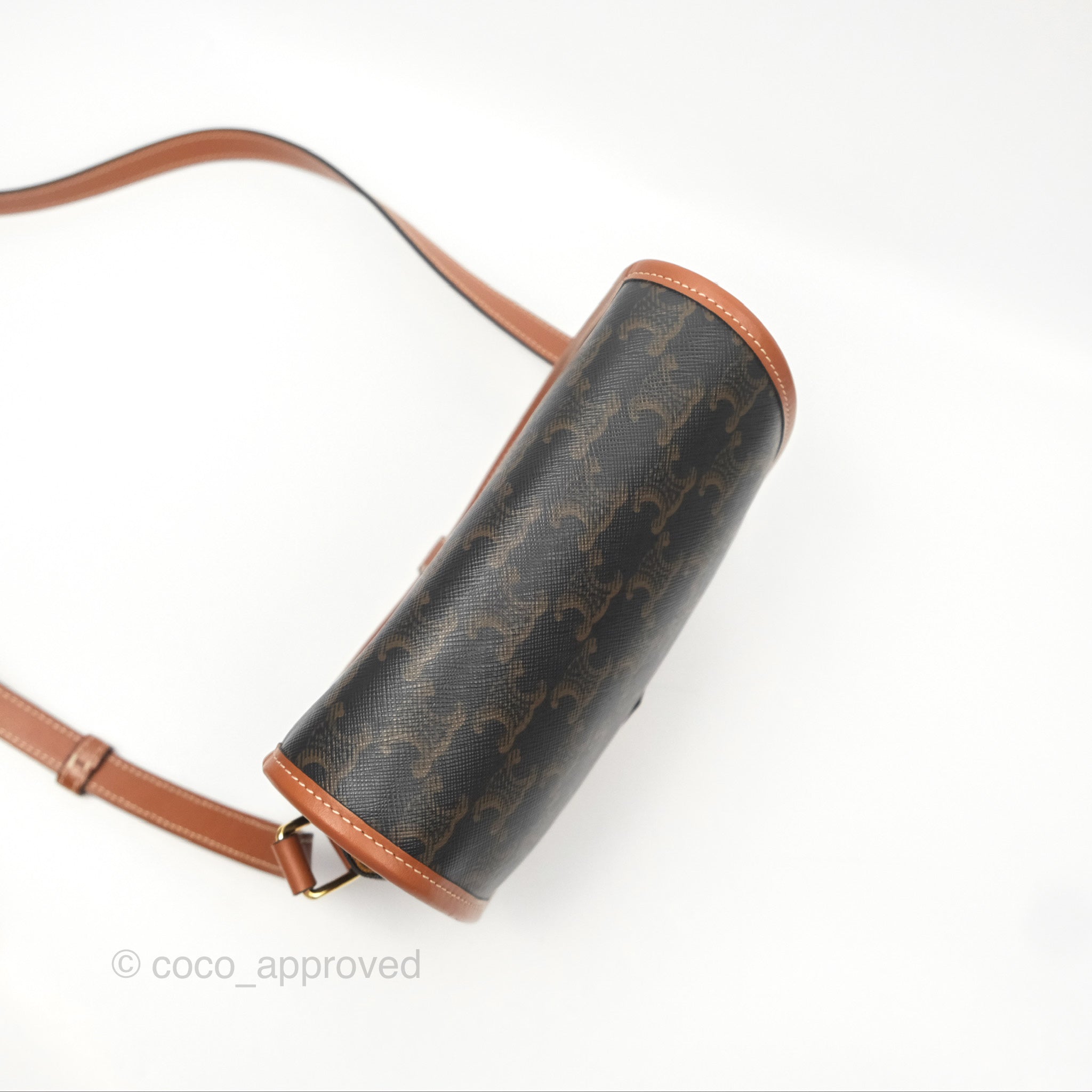 Celine Medium Folco Bag Triomphe Canvas Tan Crossbody Shoulder Bag for Women - Perfect for Work, Travel & Everyday Use