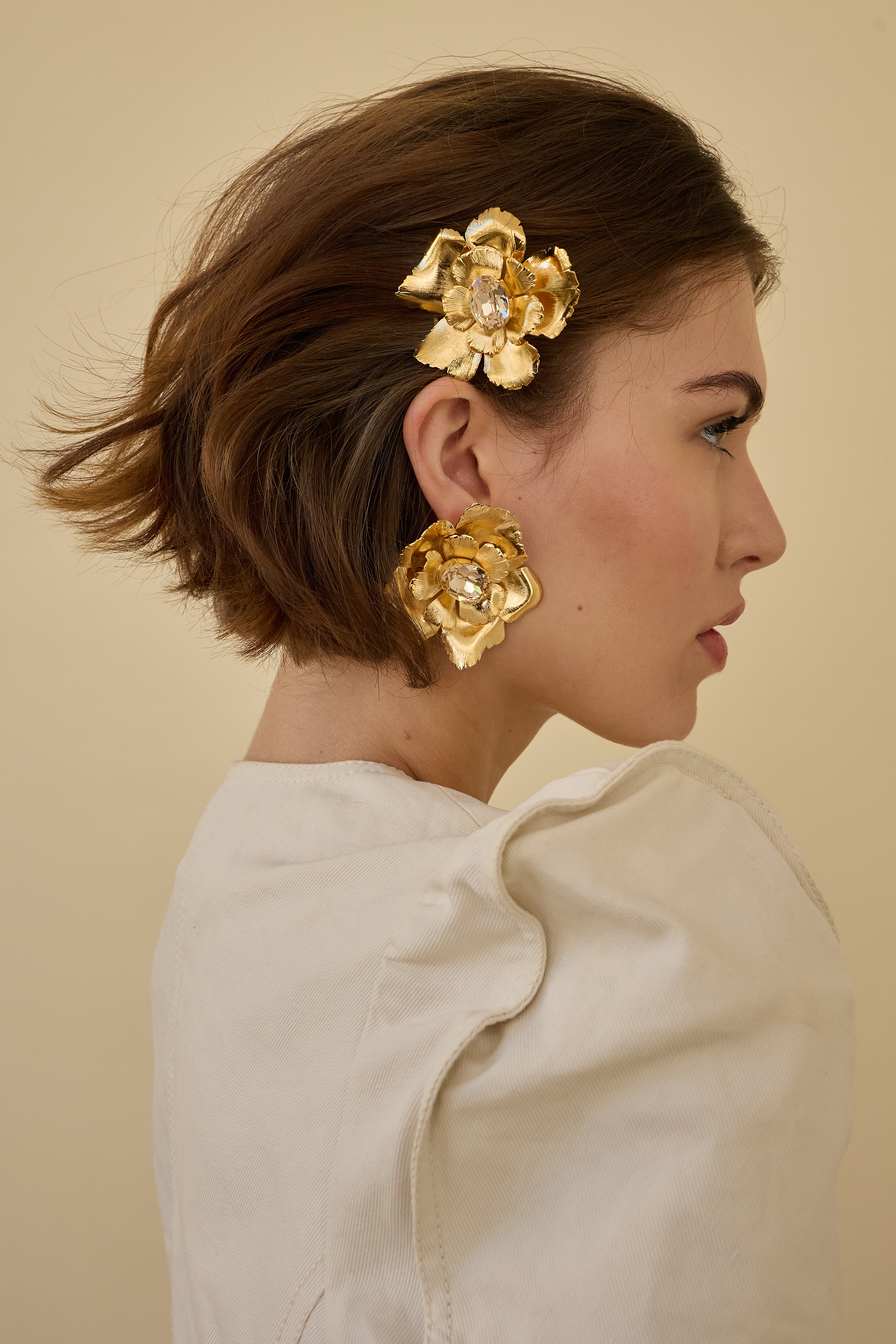 Elegant Jasmine Floral Crystal Button Earrings for Women - Perfect for Weddings, Parties & Special Occasions