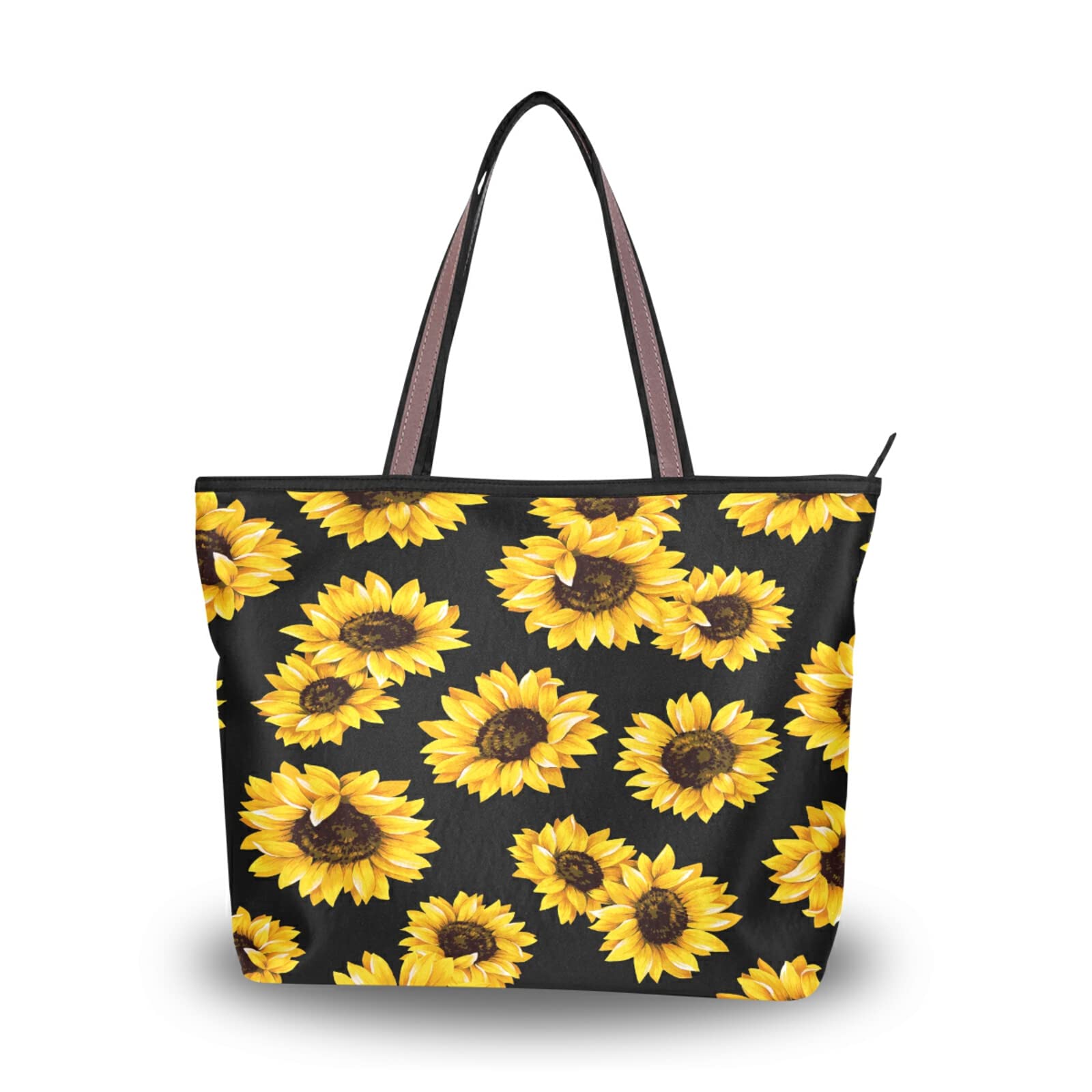 ALAZA Sunflower Floral Tote Bag for Women - Reusable Zippered Shoulder Handbag, Beach Bag for Travel, Shopping & Daily Use | Stylish & Durable Ladies Purse