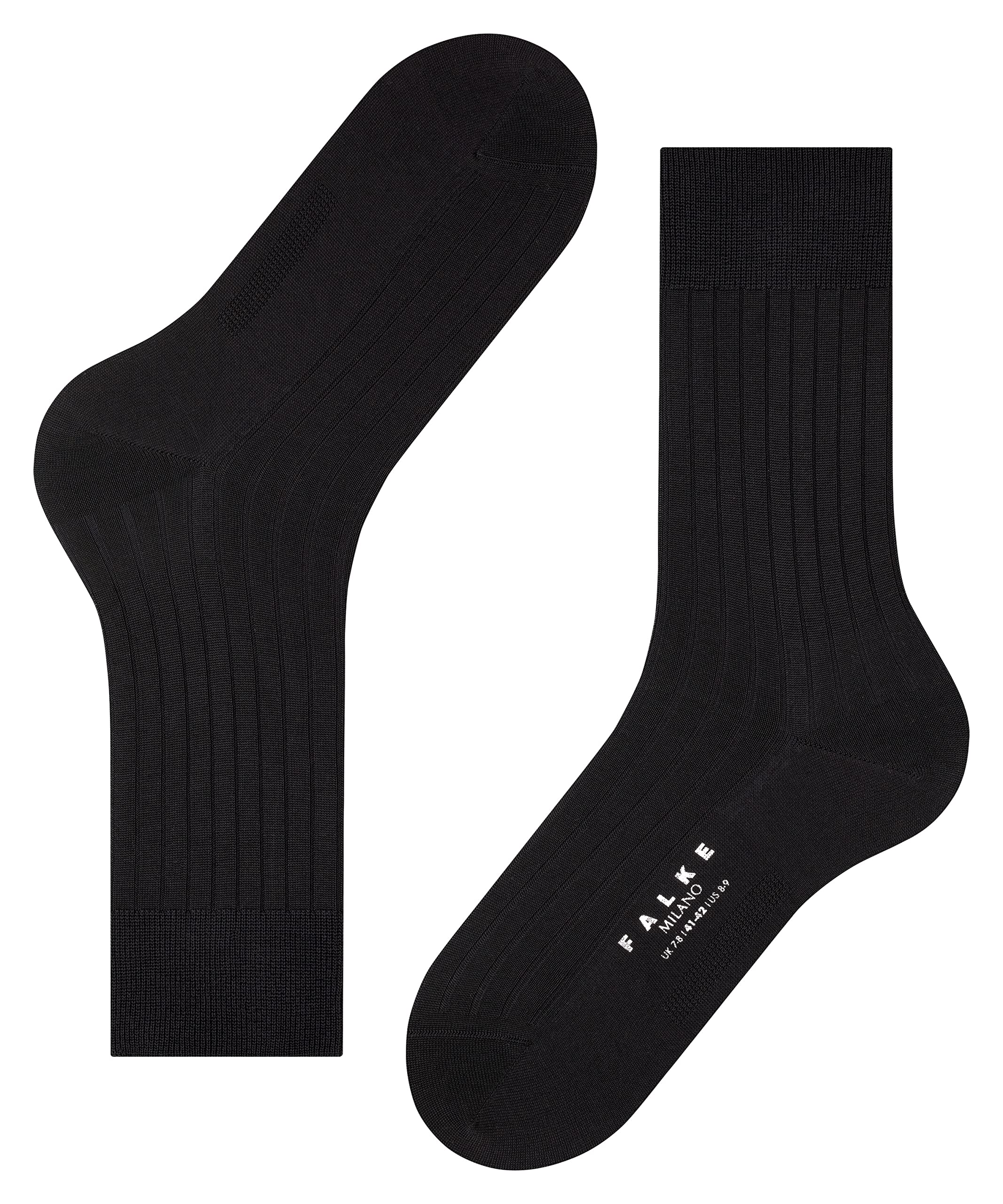 FALKE Men's Milano Socks - Premium Cotton Dress Socks for Business & Formal Wear - Black - Comfortable & Breathable for Office, Wedding & Daily Use