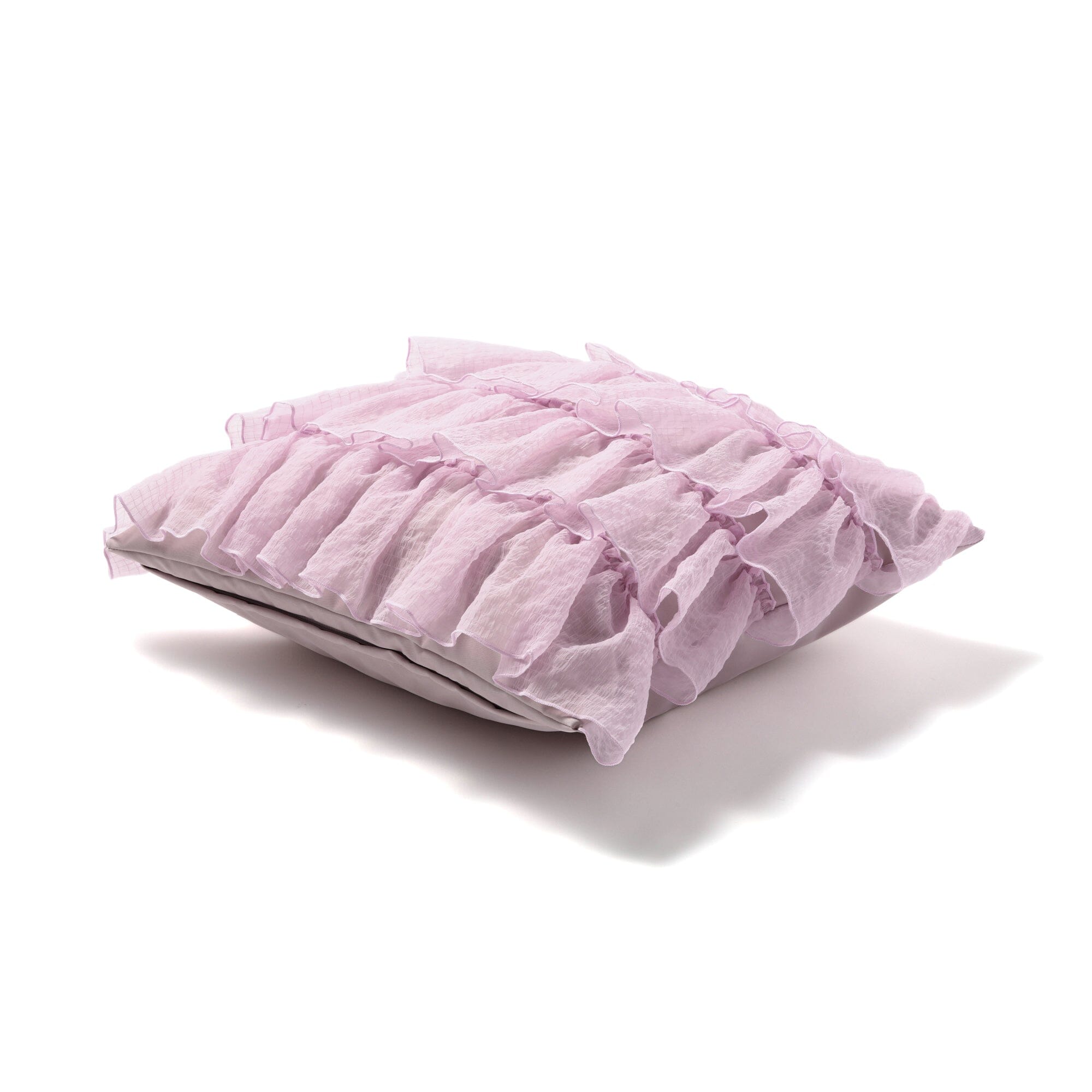 Elegant Purple Chiffon Frill Cushion Cover 18x18 Inches - Soft Decorative Pillow Case for Sofa, Bedroom, Living Room & Home Decor