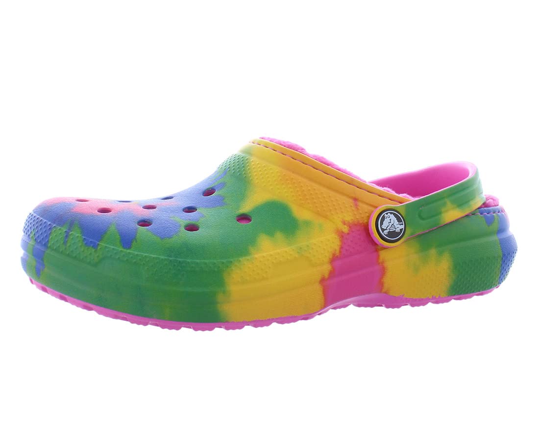 Crocs Kids' Classic Tie Dye Lined Clogs - Comfortable Slip-On Shoes for Boys & Girls | Perfect for Indoor Play, School & Outdoor Activities