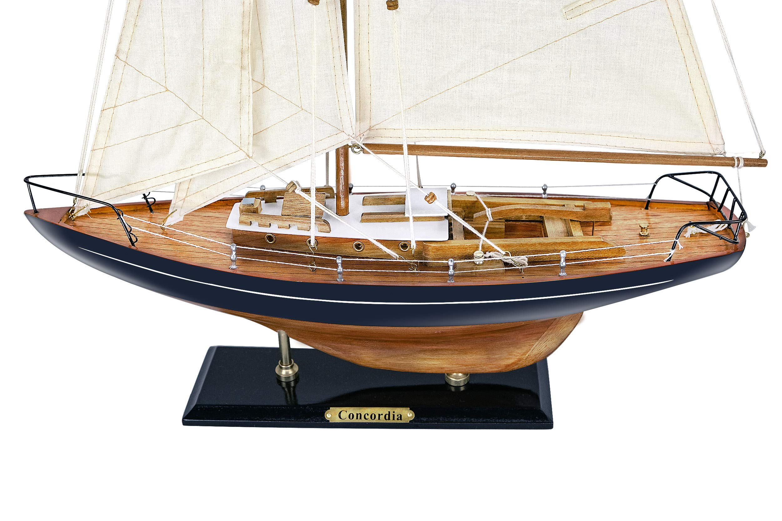 Wooden Sailboat Model Decor - Antique Navy Yacht for Home & Office Display