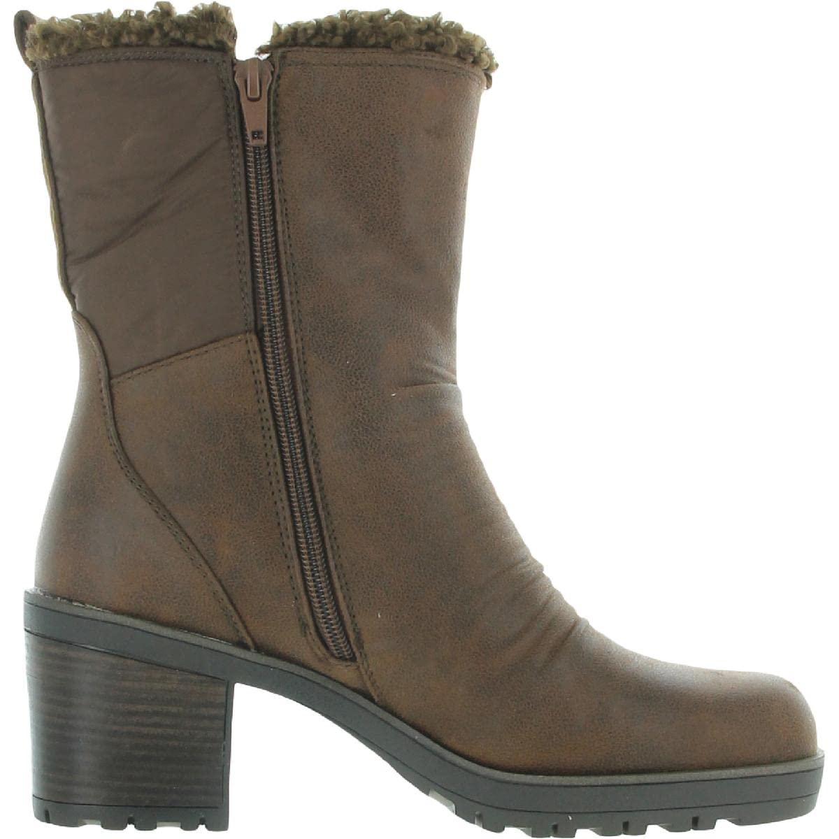 BareTraps Women's Tevin Faux Fur Round Toe Ankle Boots - Brown, Size 8.5 | Warm Winter Fashion, Casual Outfit, Holiday Party Shoes