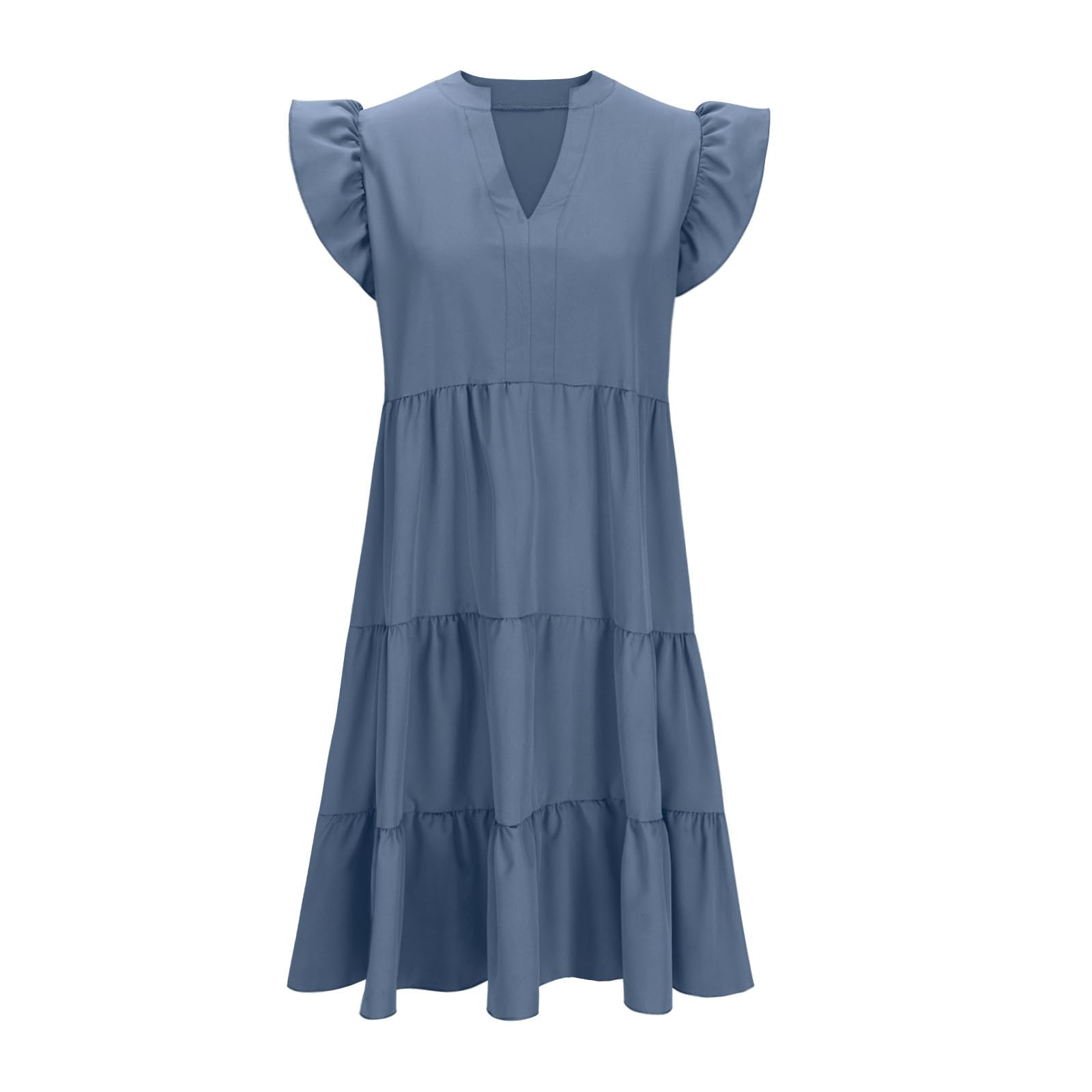 Yardsong Women's Summer Dresses 2025 - Ruffle Sleeve V-Neck Midi Sundress, Casual Loose Flowy Tiered Boho Dress for Beach Vacation & Outdoor Parties | Perfect for Tropical Getaways, Date Nights and Summer Festivals