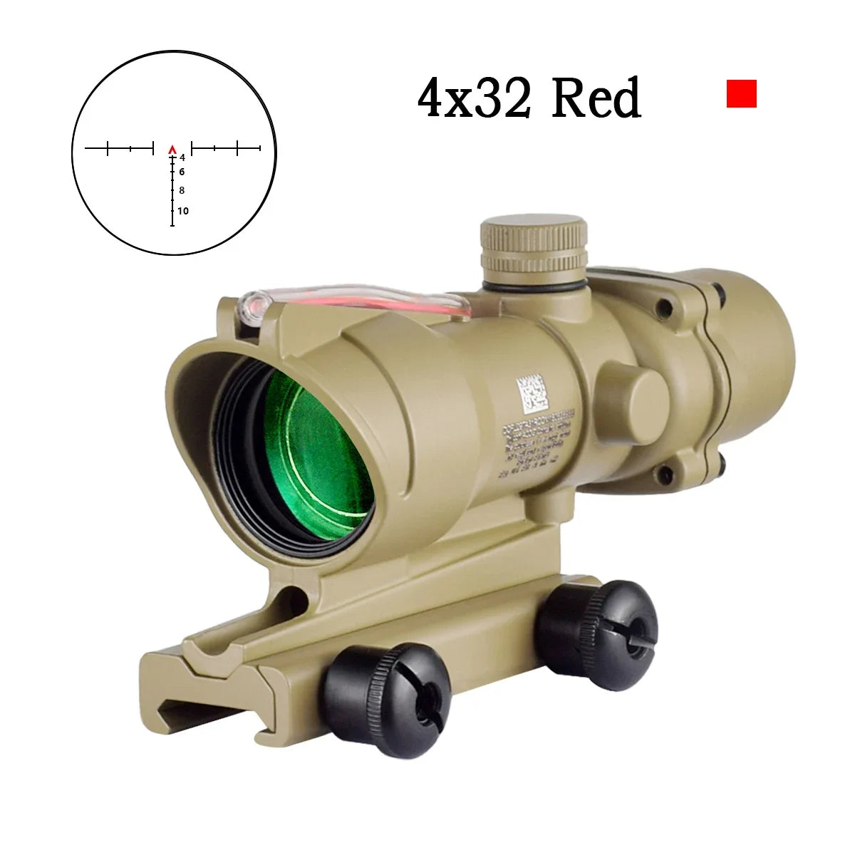 Trijicon ACOG 4X32 RMR Red Dot Sight Scope - Green Cross Fiber Optic Illuminated Rifle Scope with Glass Etched Reticle - Perfect for Tactical Shooting, Hunting & Military Use