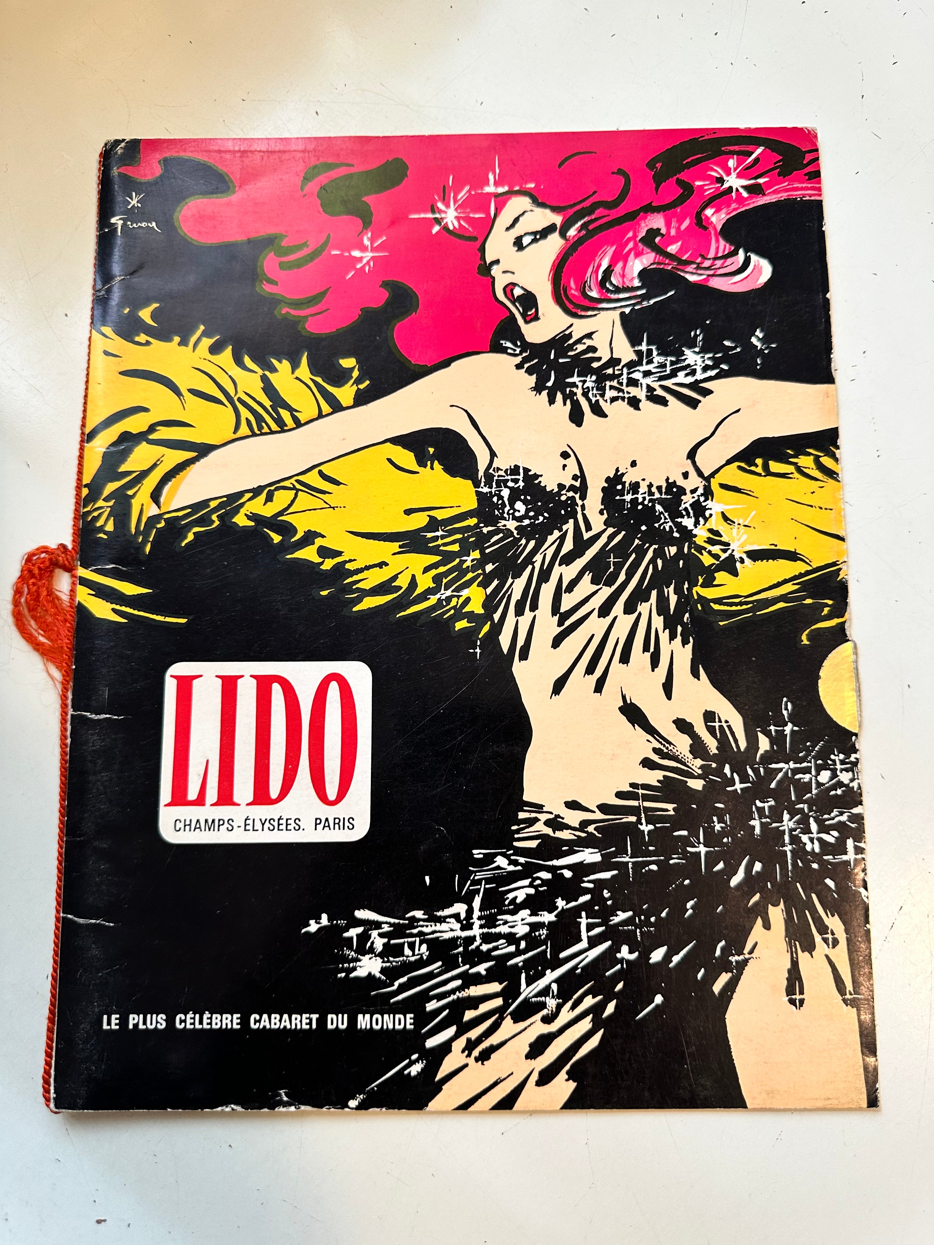 Vintage 1970s Lido Paris Show Program with Tassel - Collectible Theater Memorabilia for Cabaret & Burlesque Fans