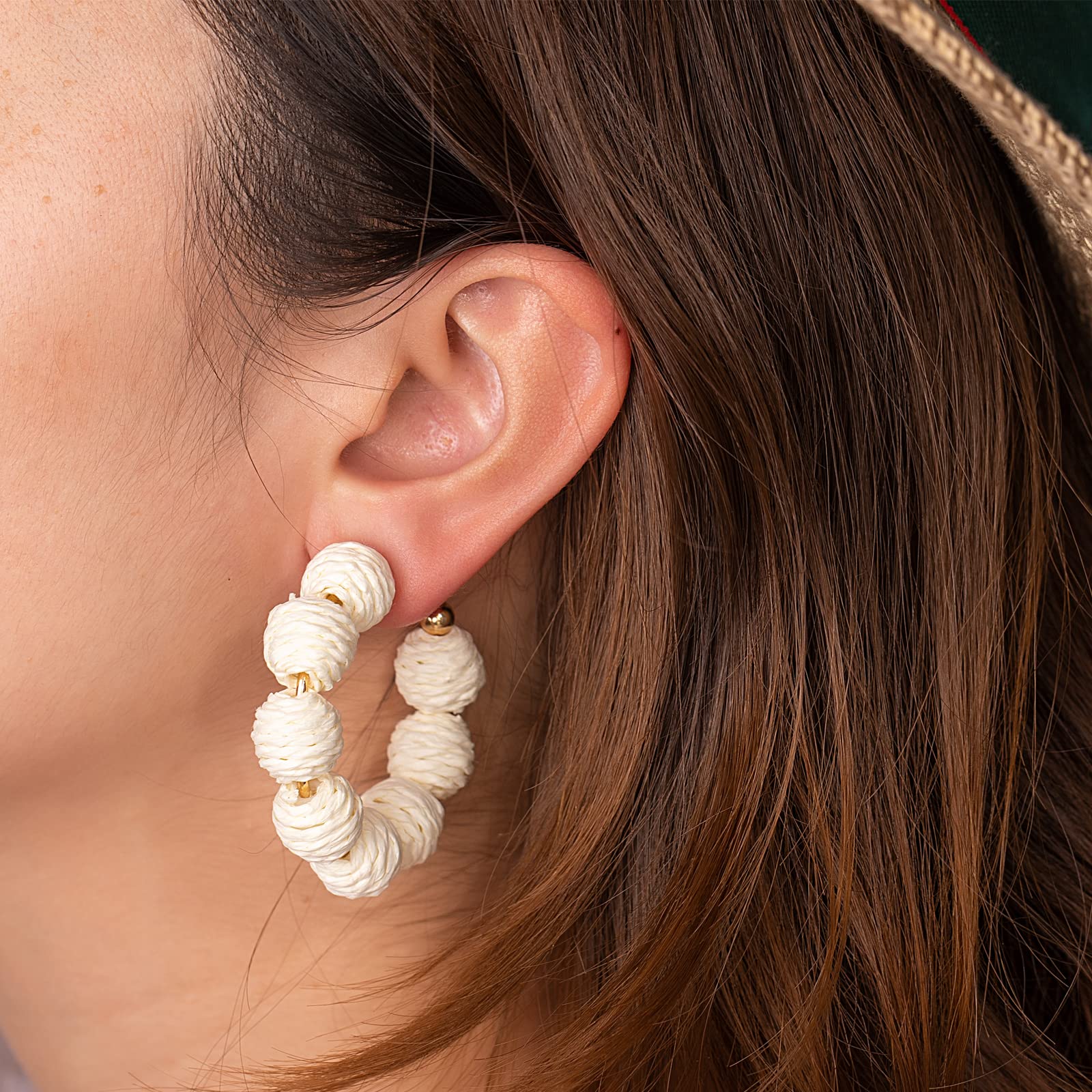 Handmade Colorful Raffia Hoop Earrings - Boho Statement Rattan Jewelry for Women | Unique Summer Accessories for Beach, Festival & Vacation Outfits