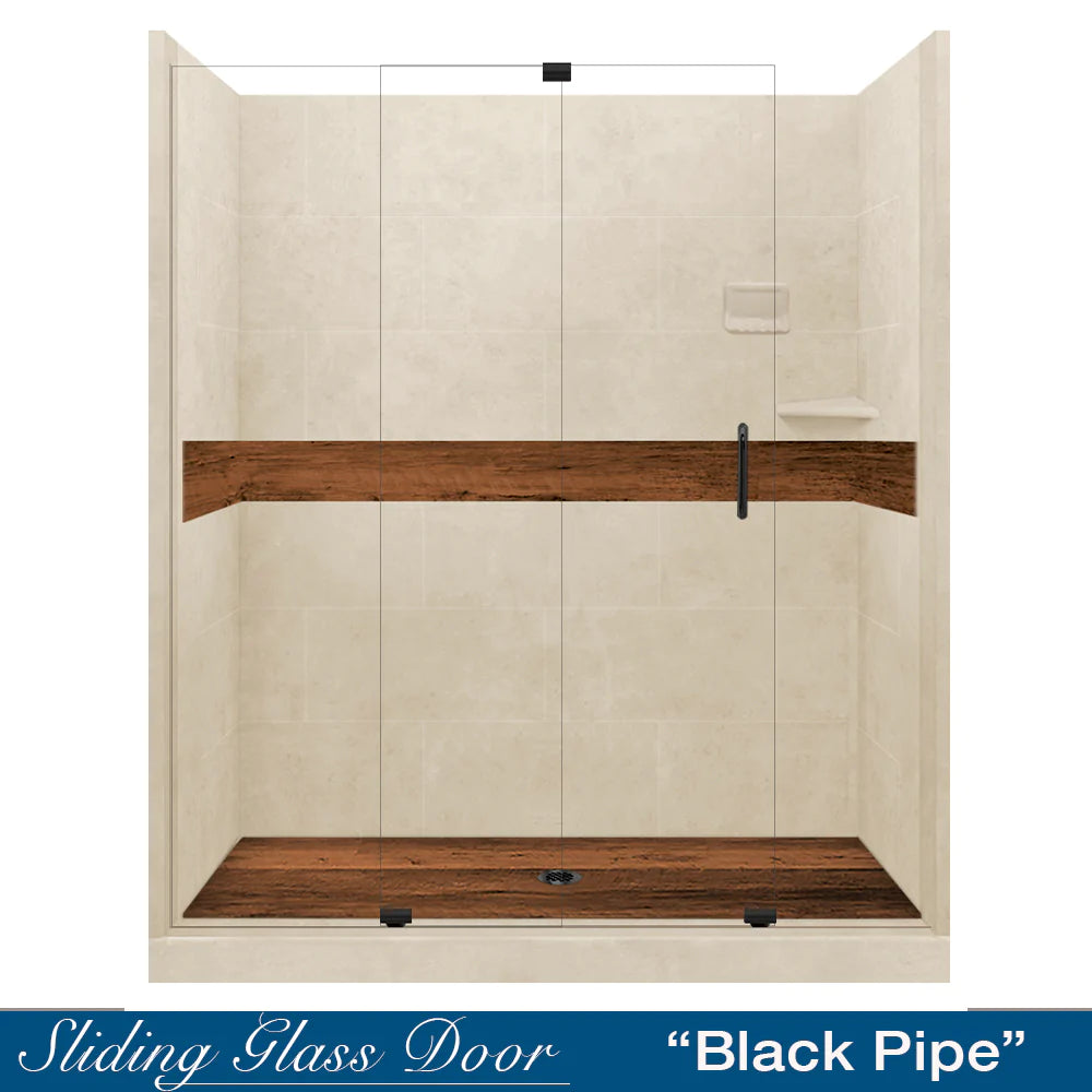 Lifeproof Burnt Oak Desert Sand 60-Inch Alcove Stone Shower Enclosure Kit - Waterproof Bathroom Upgrade for Modern Homes