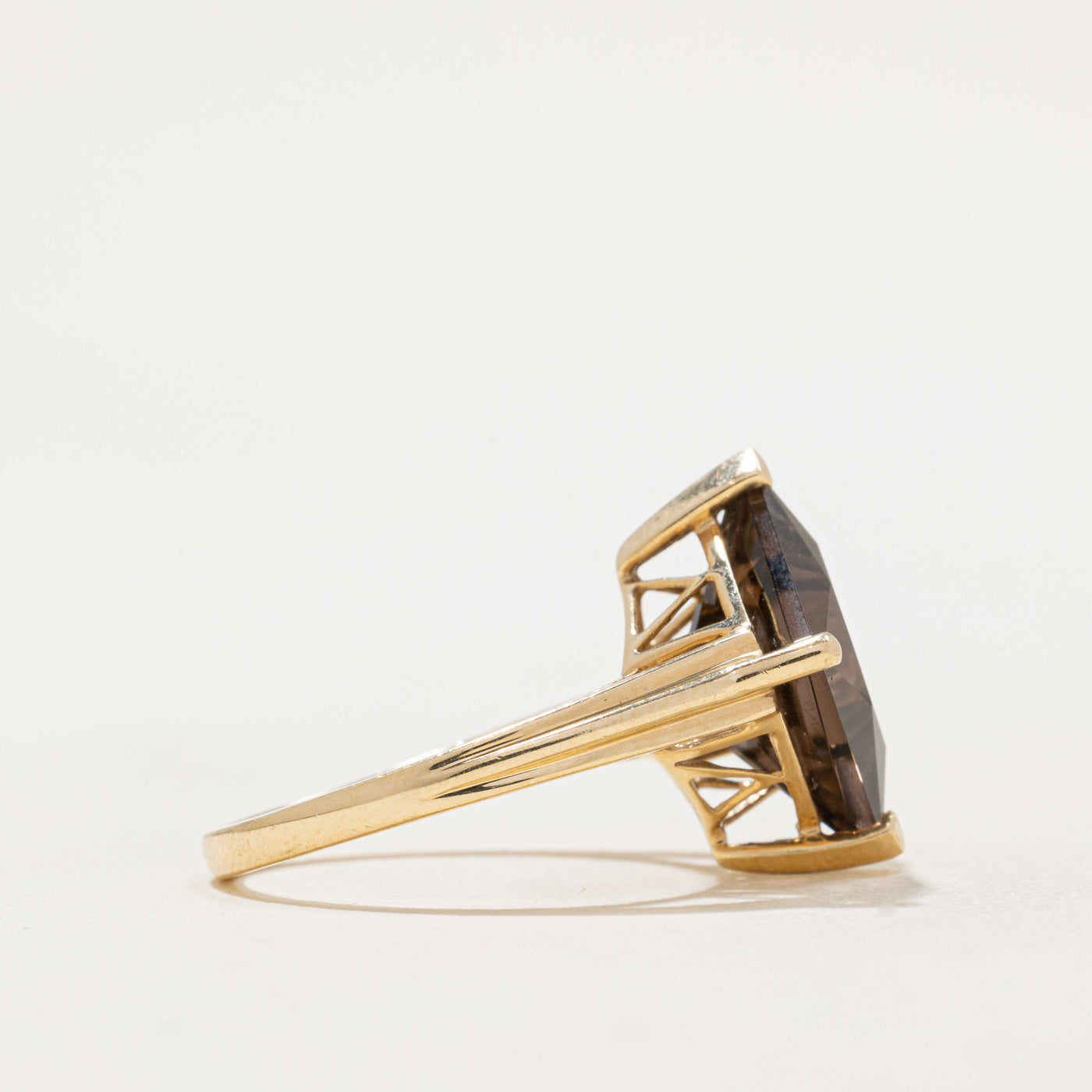 Smoky Quartz Cocktail Ring - 5.65 Carat Genuine Stone - Size 7.25 - Elegant Evening Wear & Special Occasion Jewelry for Women