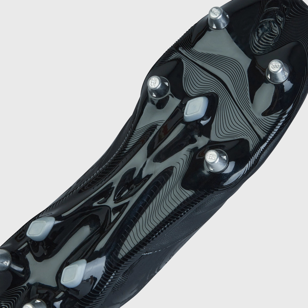 Canterbury Phoenix Genesis Pro SG Rugby Boots for Men - Black/Silver - High-Performance Rugby Cleats for Firm Ground - Perfect for Rugby Matches, Training & Outdoor Sports