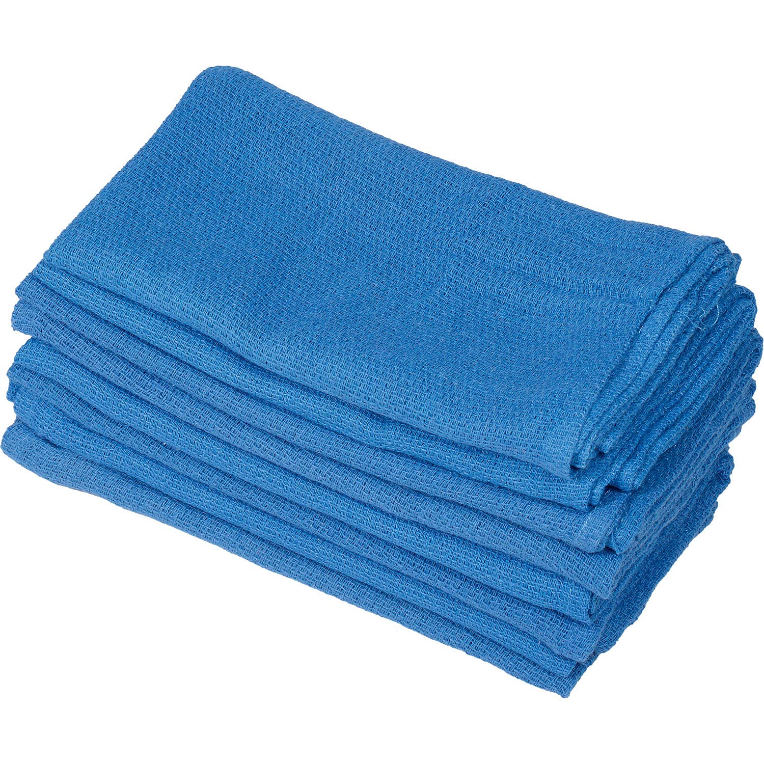 Global Industrial 25 Lb. Box 100% Cotton Huck Towels - Premium Blue Absorbent Cleaning Cloths for Automotive, Kitchen, and Workshop Use