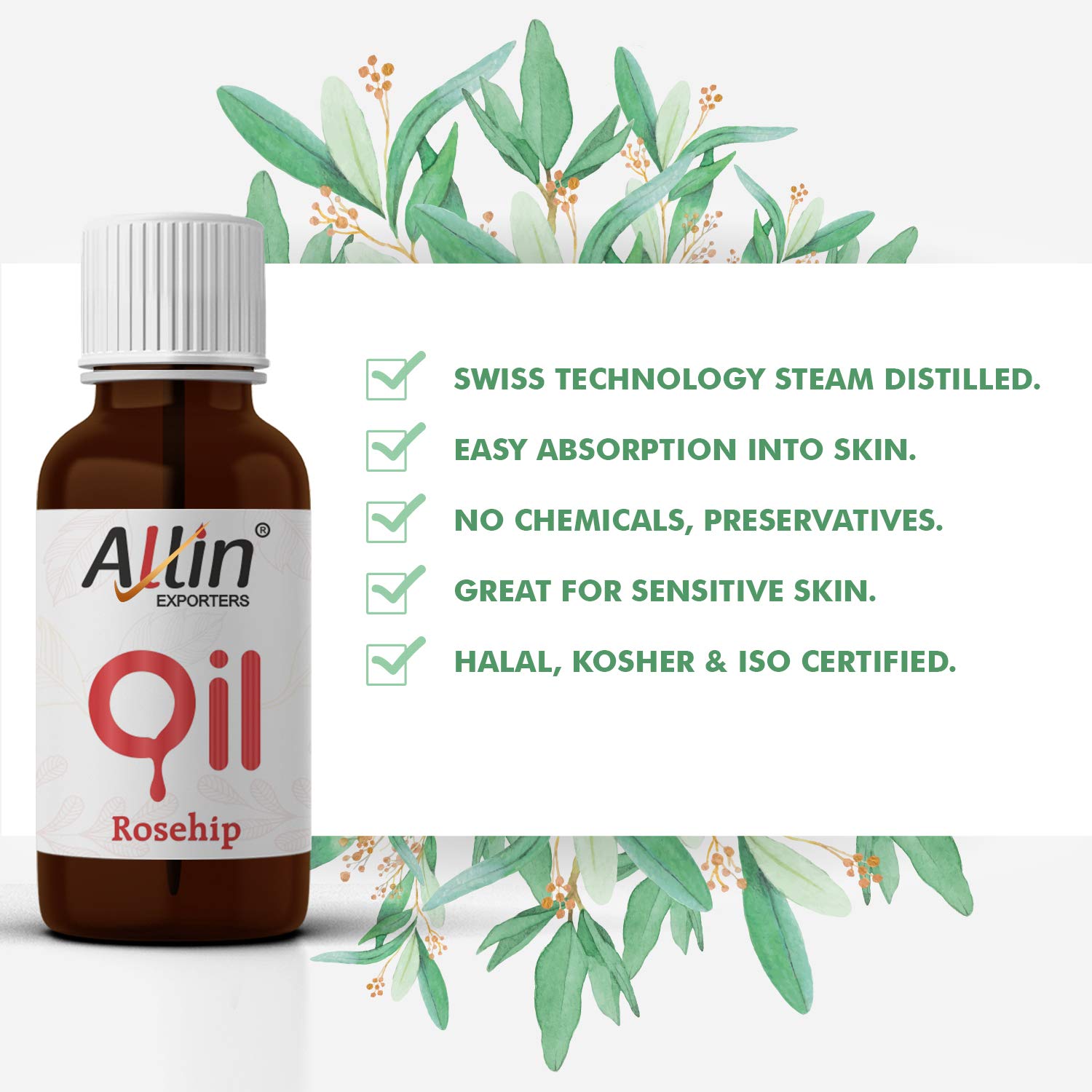 **Organic Rosehip Carrier Oil - 100% Pure, Cold Pressed for Skin Moisturizing, Hair Care & Massage | 15ml | Natural Anti-Aging & Scar Treatment | Perfect for DIY Beauty & Aromatherapy**