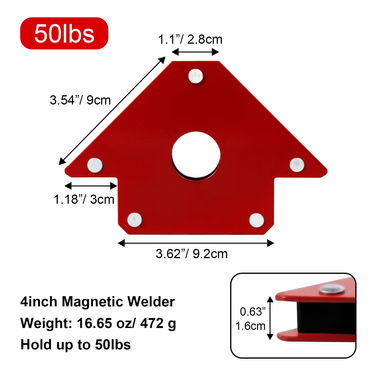 6 Pcs Arrow Welding Magnet Set - 45, 90, 135 Degree Angle Magnets for Metal Working, Welding Clamps with Strong Holding Power - Perfect for Arc Welding, DIY Projects, and Metal Fabrication