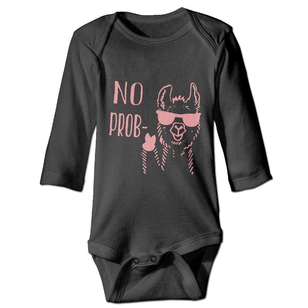 No Prob Llama Cute Unisex Baby Romper - Soft Long Sleeve Crawling Outfit with Snap Closure (Black) | Perfect for Playtime, Photo Shoots & Everyday Wear