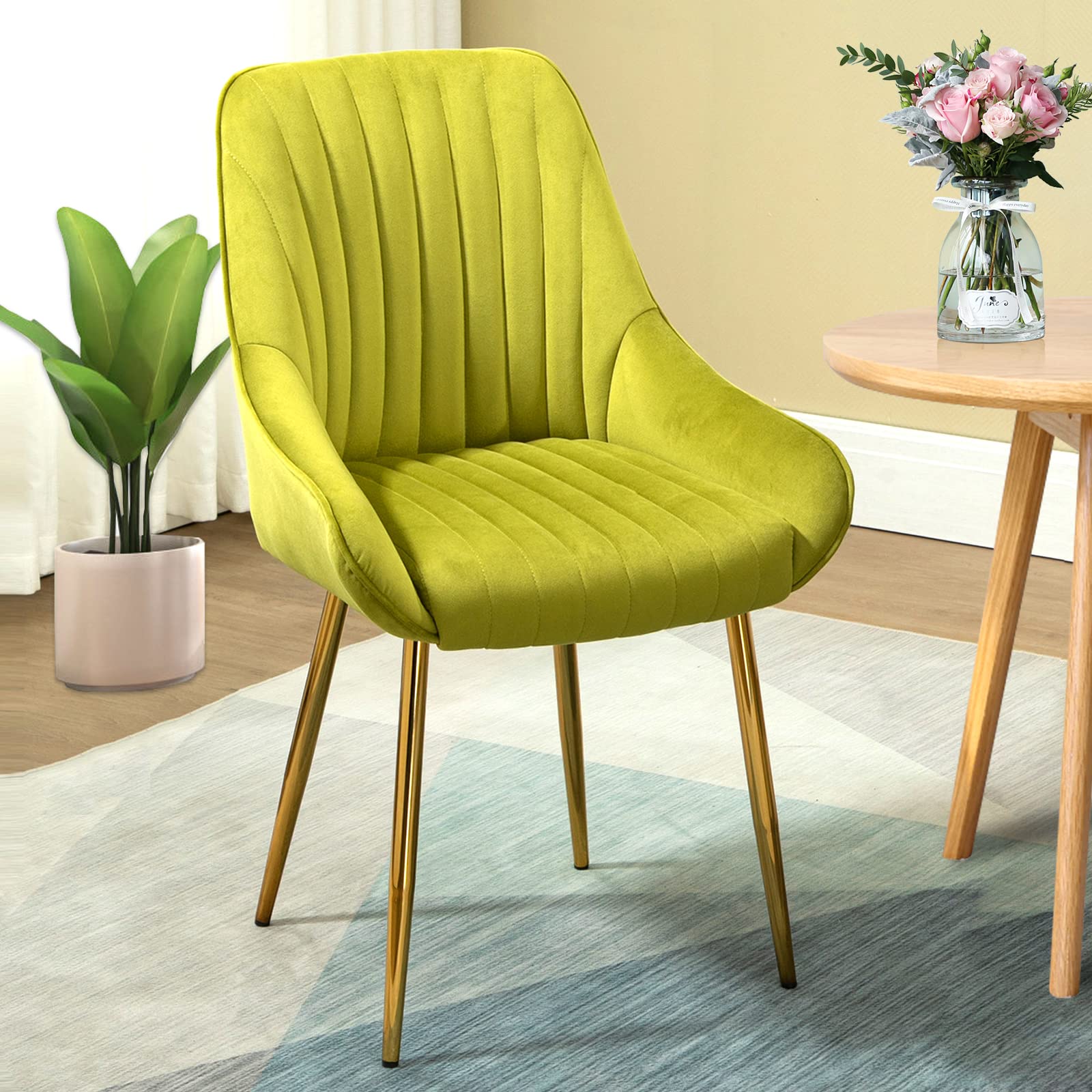 LETESA Velvet Dining Chairs - Modern Upholstered Dining Room Chairs with Gold Metal Legs, Performance Fabric Vanity Accent Side Chairs for Dining Room, Kitchen, Living Room & Bedroom Dresser (Emerald Green) - Perfect for Elegant Dining, Cozy Breakfast Nooks & Chic Home Decor
