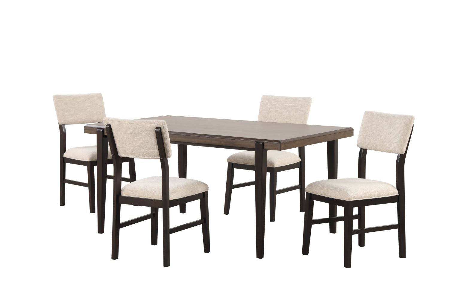 Arabella 5-Piece Dining Set with Upholstered Back Chairs - Black & Brown Wooden Table - Modern Kitchen & Dining Room Furniture for Family Gatherings