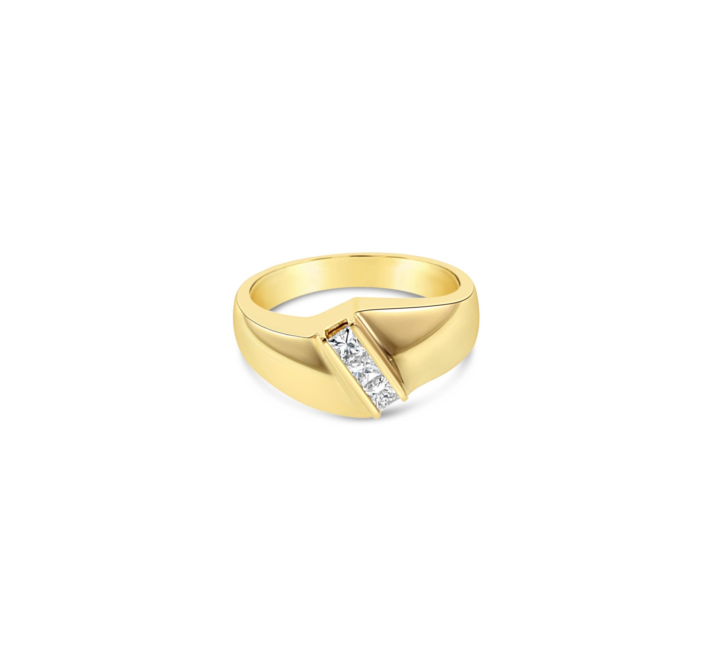 0.40cttw Princess Cut Diamond Ring in 14k Yellow Gold - Elegant Diagonal Design for Engagement, Wedding & Anniversary Gifts