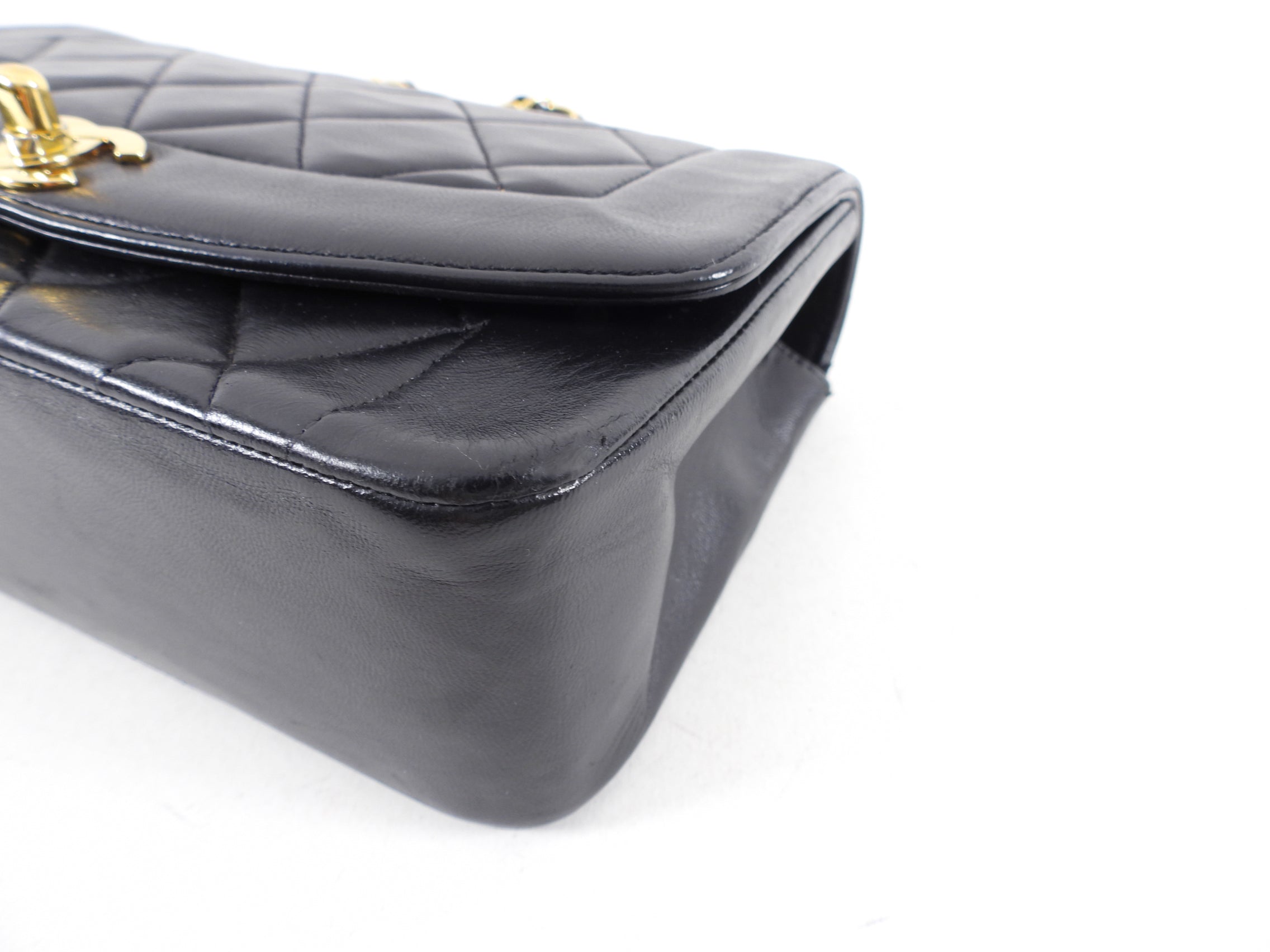 Vintage Chanel 1991 Small Black Leather Quilted Diana Flap Bag - Luxury Designer Handbag for Women, Perfect for Evening Parties & Special Occasions