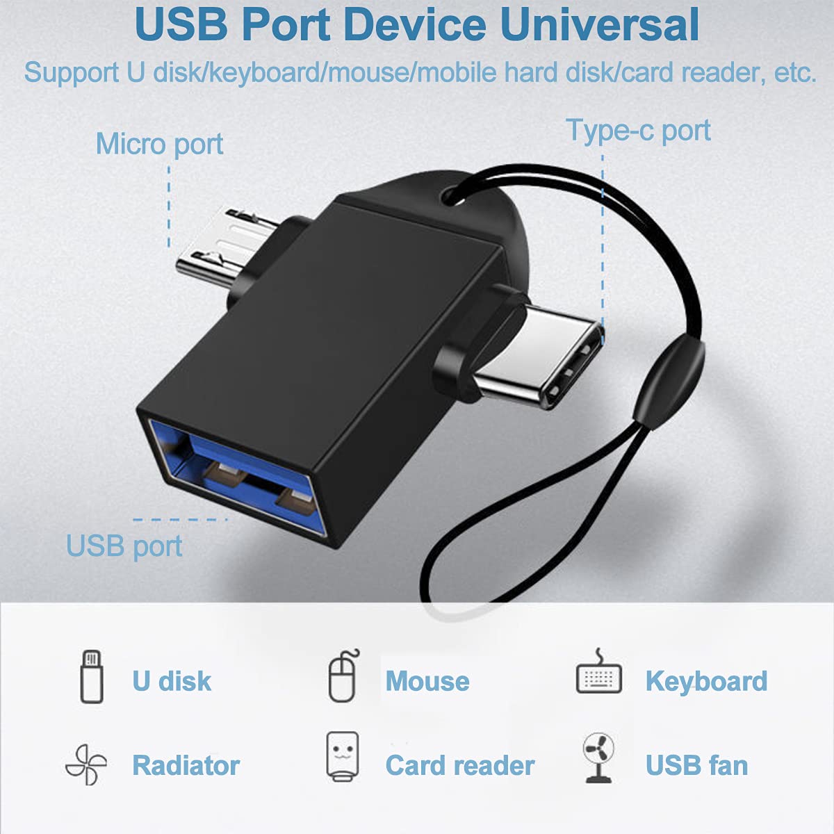 Micro USB & USB C to USB 3.0 OTG Adapter - Dual Male to Female Converter for Smartphones, Tablets, Laptops - Connect Flash Drives, Keyboards & More to Android Devices (Travel & Office Use)