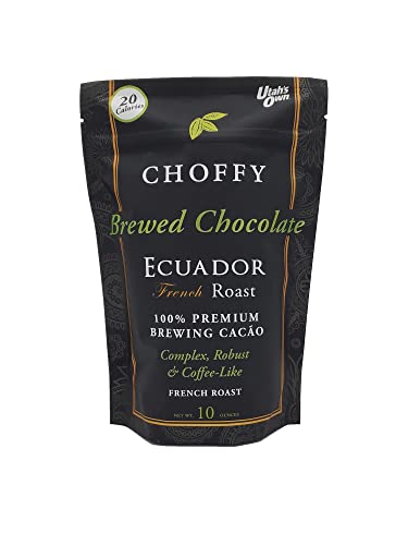 Organic Choffy Ecuador Brewed Chocolate - French Roast 10oz Bag | Rich & Smooth Hot Cocoa Alternative | Perfect for Coffee Lovers & Gift Giving