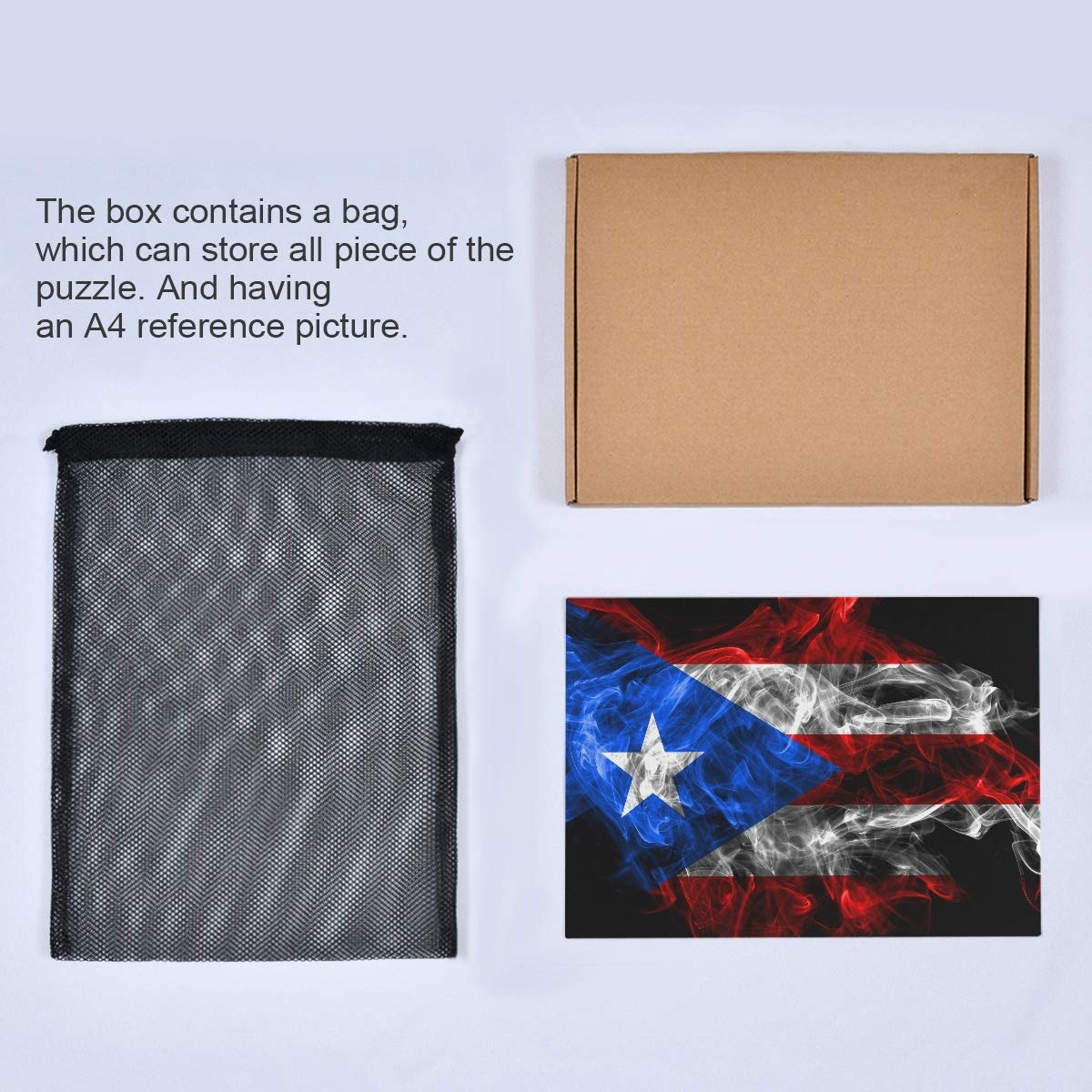 500-Piece Jigsaw Puzzle for Adults & Kids - Puerto Rico Smoke Flag Puzzle Toy | Fun Family Game Night & Educational Activity for All Ages