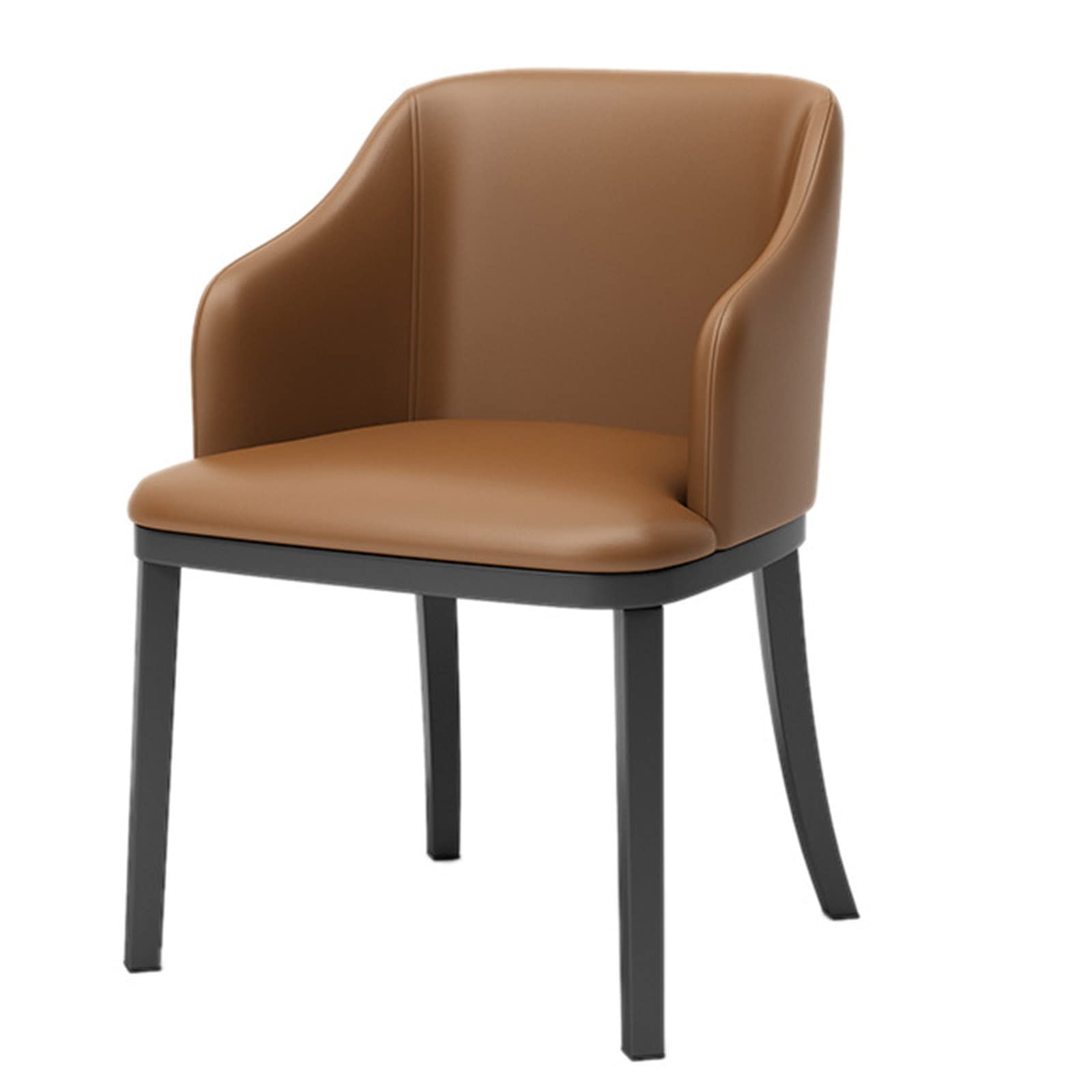 Premium Leather Dining Chairs Set of 2 - High Back Padded Armchairs with Soft Seats & Black Metal Legs for Kitchen, Dining Room, Living Room | Comfortable Lounge Chairs for Family Meals, Entertaining Guests & Relaxing