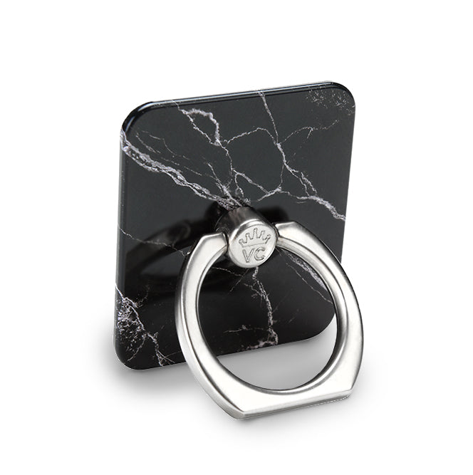 Black Marble Phone Ring Holder - Elegant & Durable Grip Stand for Smartphones - Perfect for Selfies, Videos, and Hands-Free Use at Home, Work, or Travel