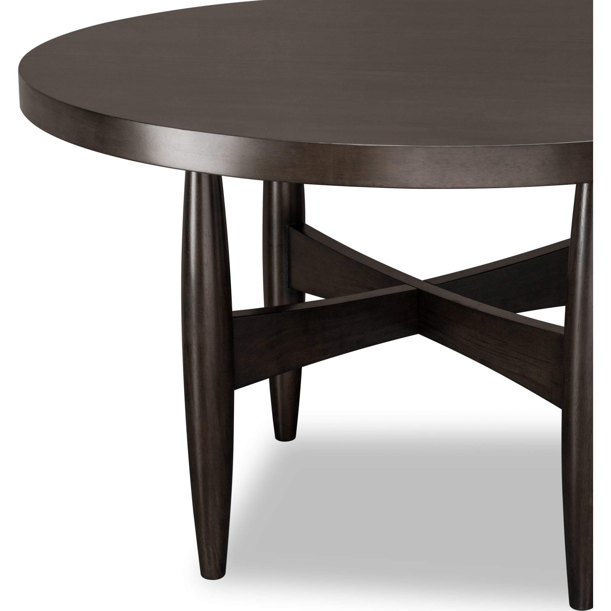 Koko Round Acacia Wood Dining Table in Minx - Rustic Farmhouse Style Solid Wood Table for Kitchen, Dining Room & Outdoor Patio