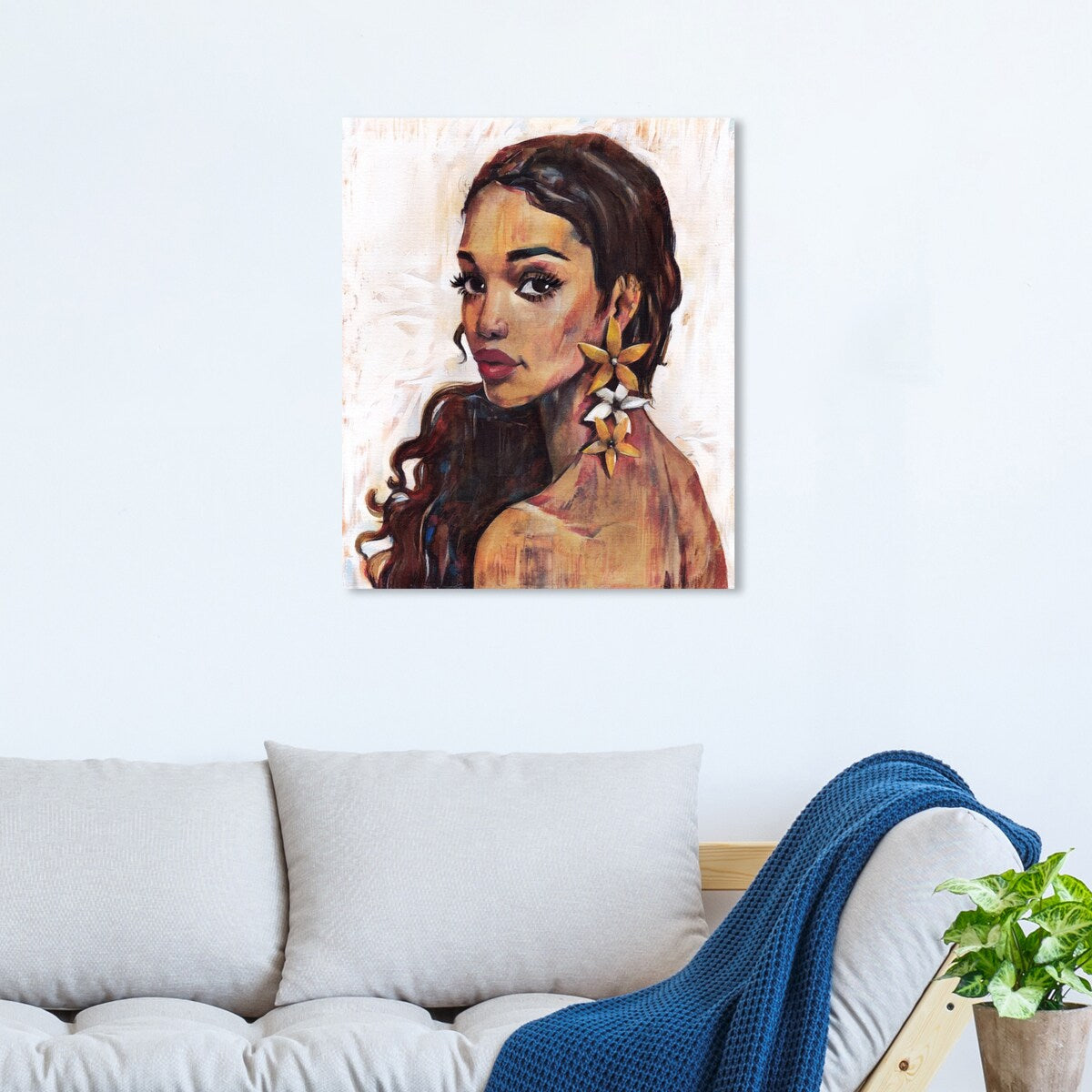 Elegant White Floral Canvas Wall Art Print - Traditional Flower Painting for Bedroom Decor | Perfect for Living Room, Nursery & Home Office