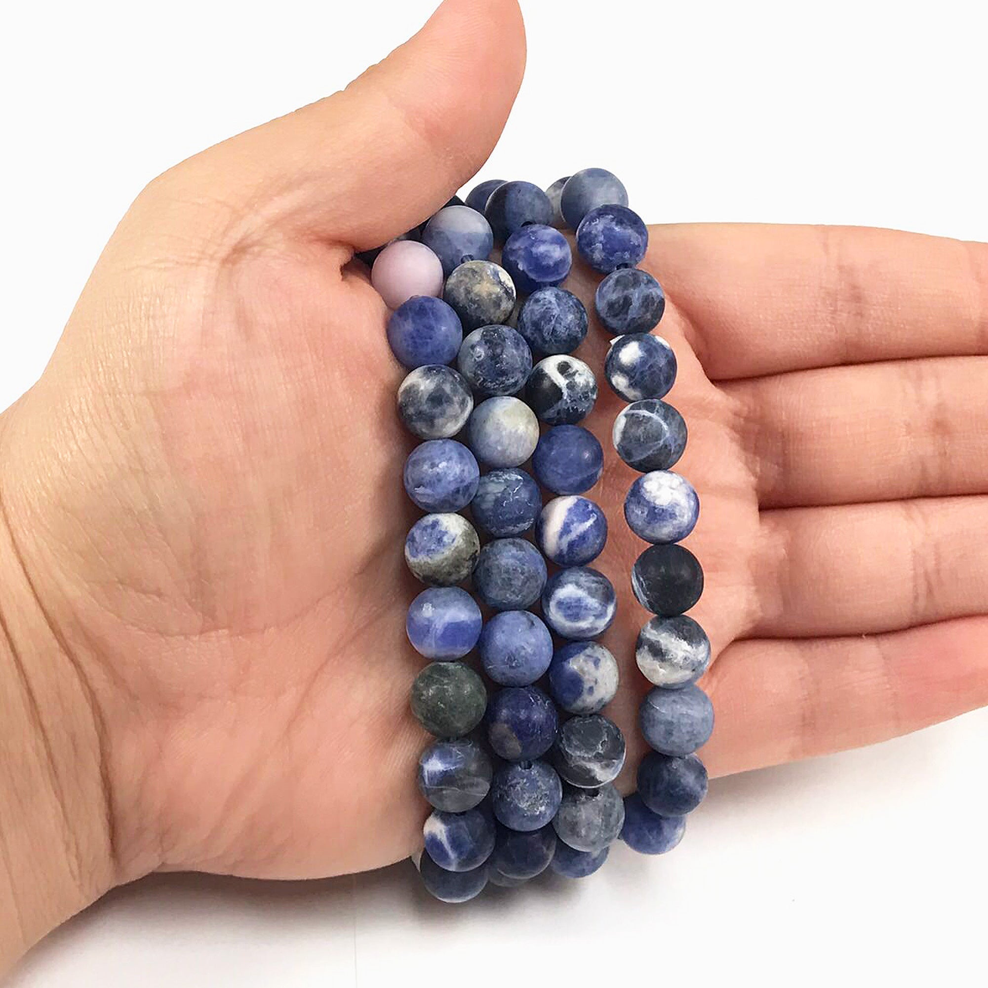 8mm Matte Sodalite Gemstone Bracelet - Handmade Unisex Stretch Beaded Jewelry for Meditation, Yoga & Spiritual Healing