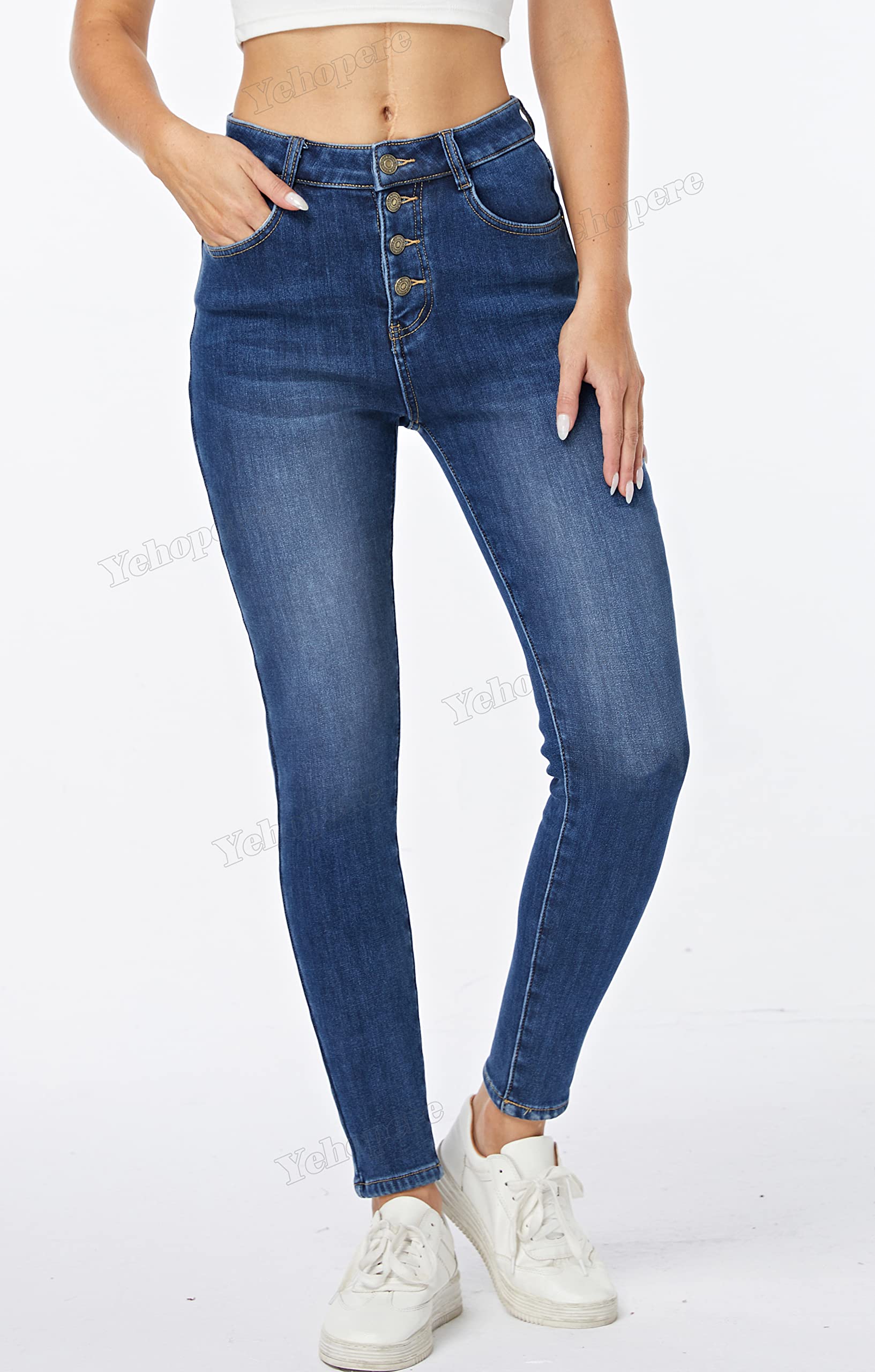 Yehopere Women's Fleece Lined Thermal Winter Jeans - Stretchy Skinny Denim Pants & Jeggings for Cold Weather | Warm Comfort for Outdoor Activities, Work & Casual Wear