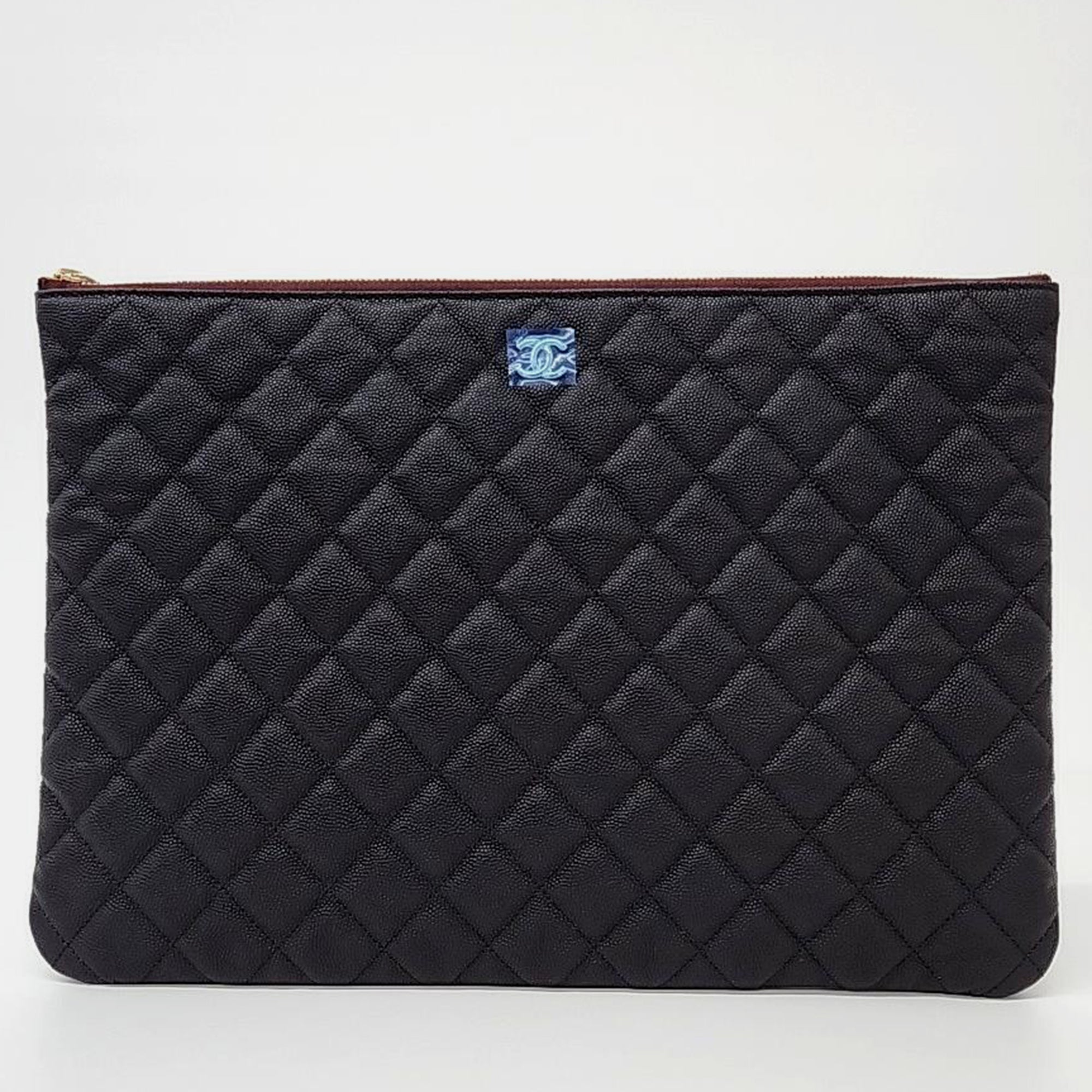 Luxury Black Caviar Leather Large Clutch Bag for Women - Elegant Evening Purse for Parties, Weddings & Special Occasions