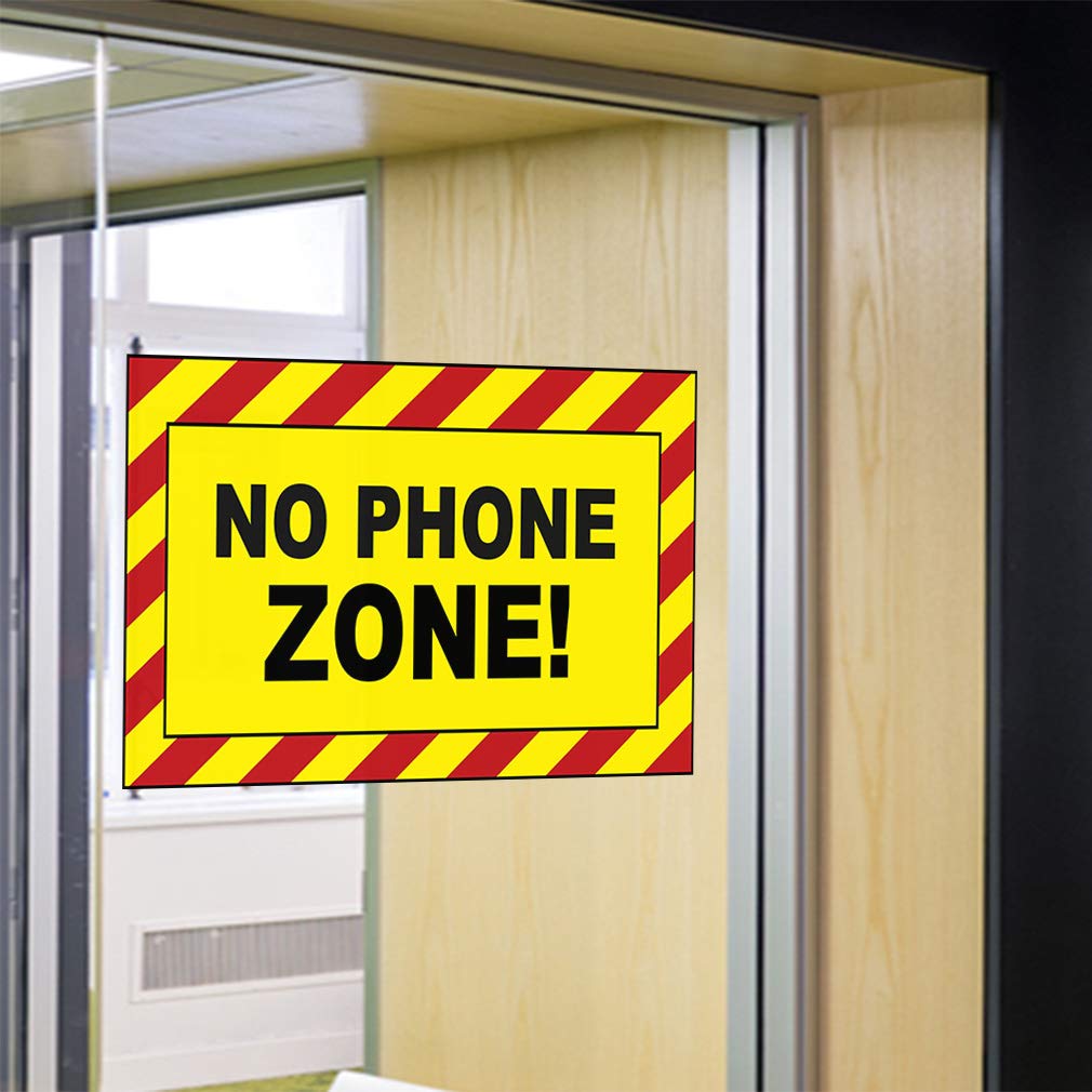 No Phone Zone Decal Stickers - 14x10in, Set of 2 for Home & Office