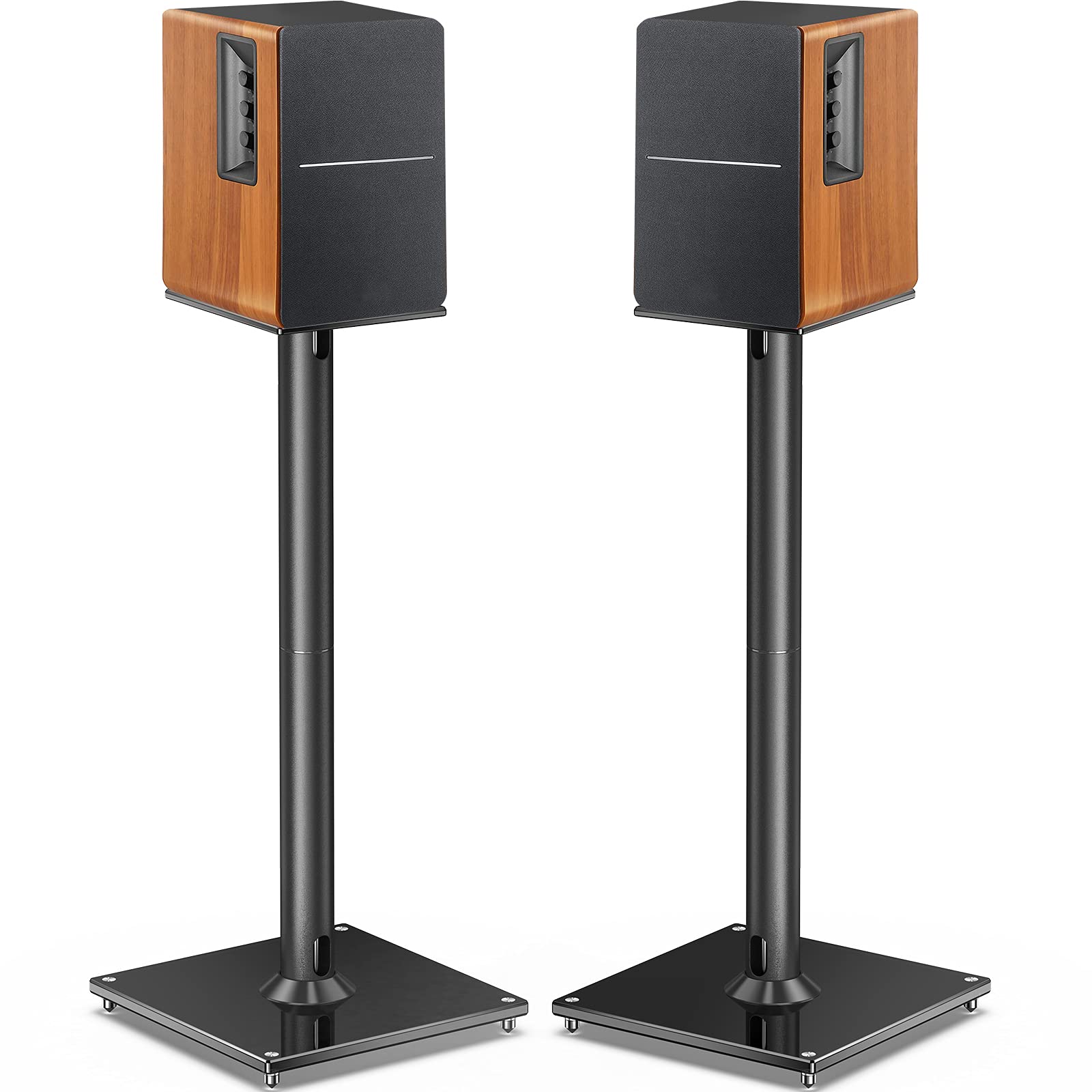 PGTVMC06 Mobile TV Cart Stand for 23-60 Inch TVs with Wheels | PSS6 Universal Bookshelf Speaker Stand | Perfect for Home Theater, Classroom, and Office AV Setup