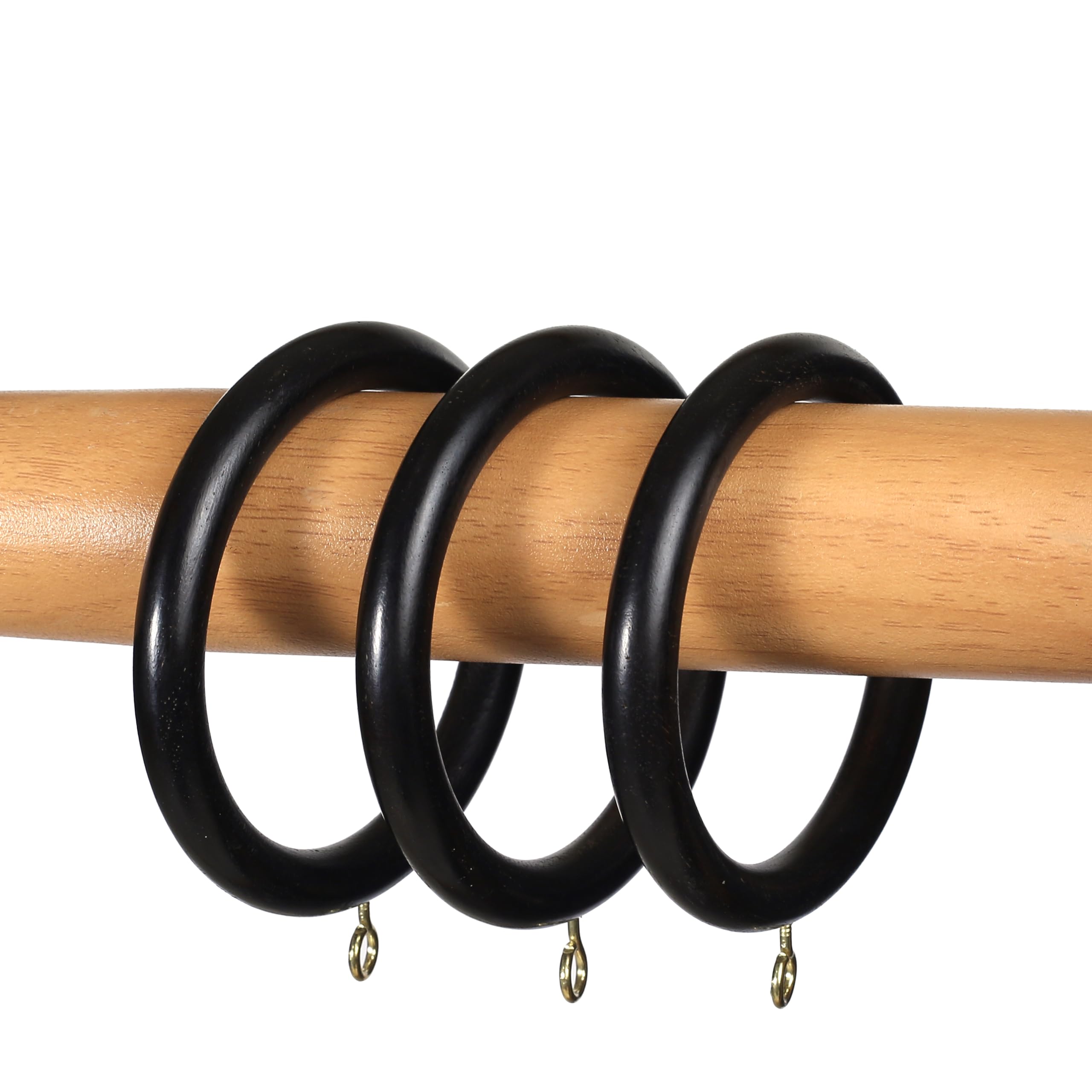 Wooden Curtain Rings for 1-1.5 Inch Rods - Screw Eye Drapery Rings with 2.5